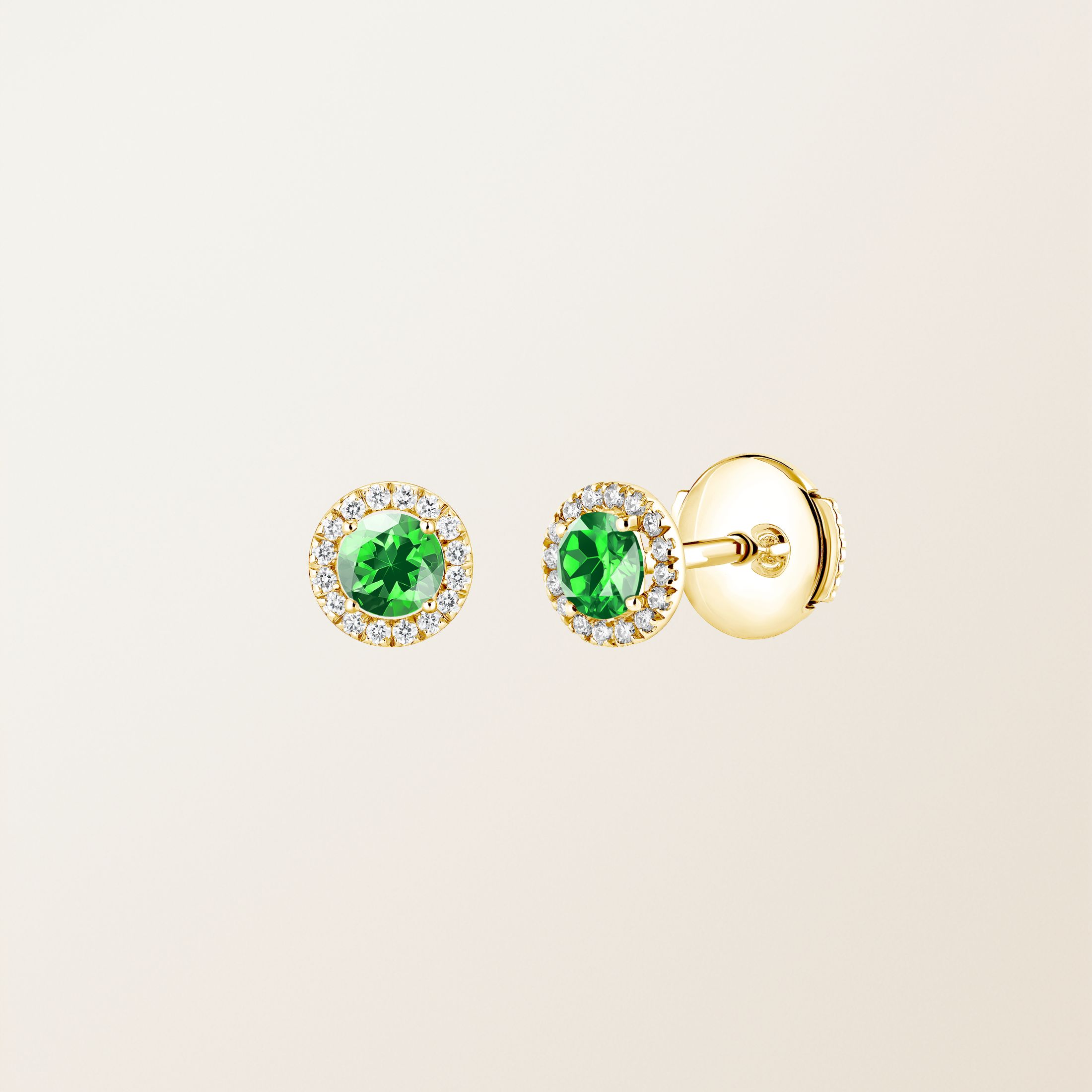Boucles d'oreilles Or jaune 18 cts Tsavorite Rétromantique S