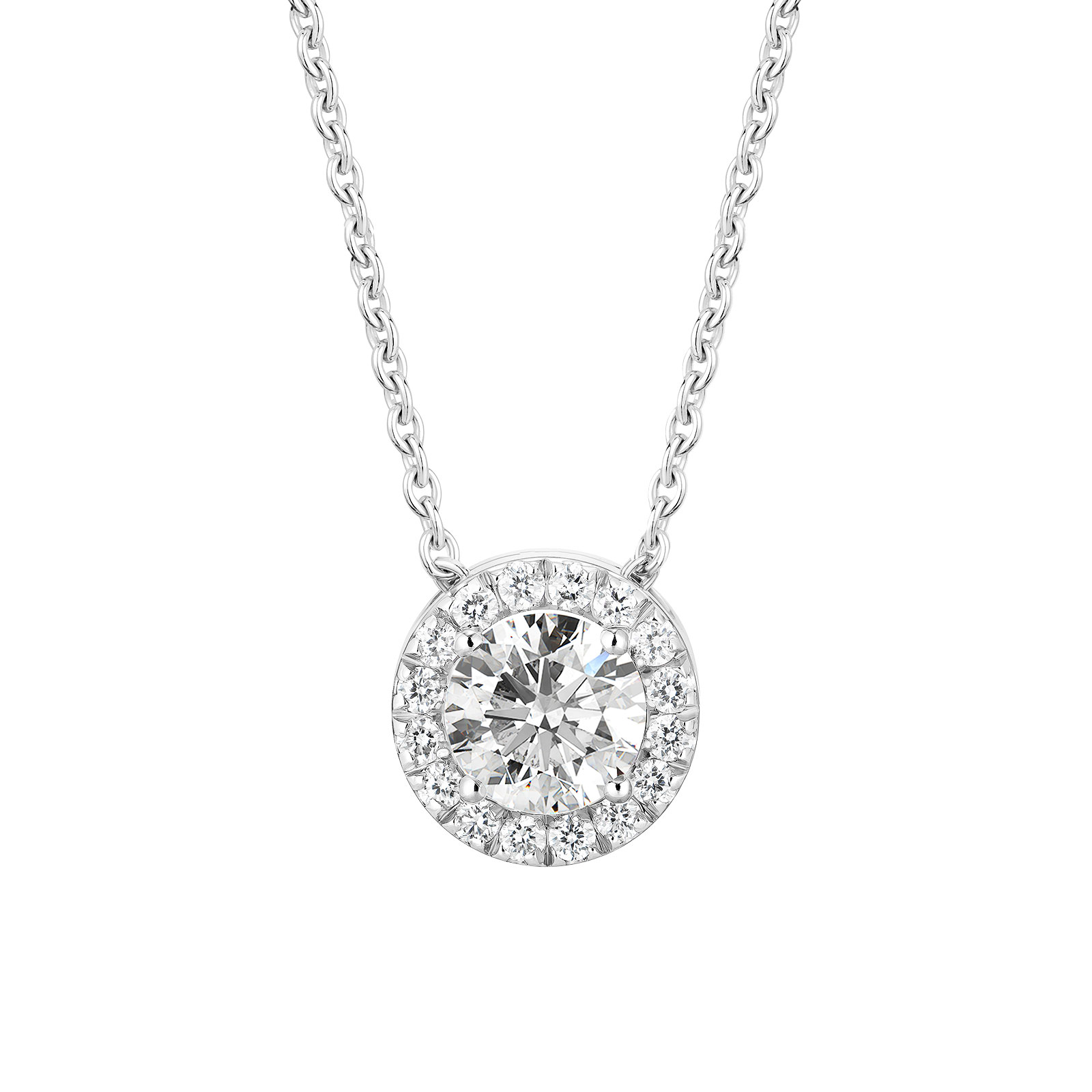 Pendentif Or blanc Diamant Rétromantique M 1