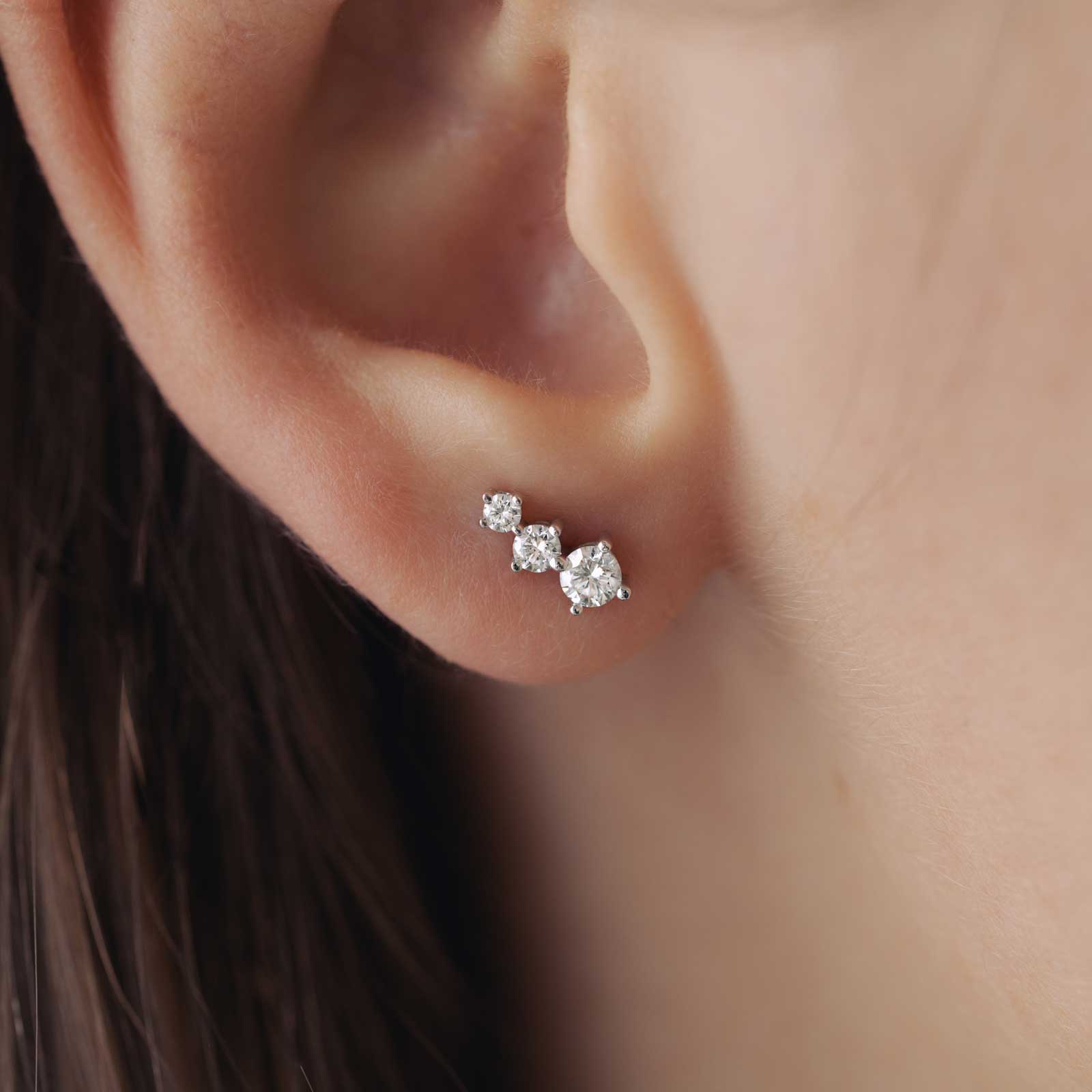 Boucles d'oreilles Or blanc Diamant Lady Trio 3