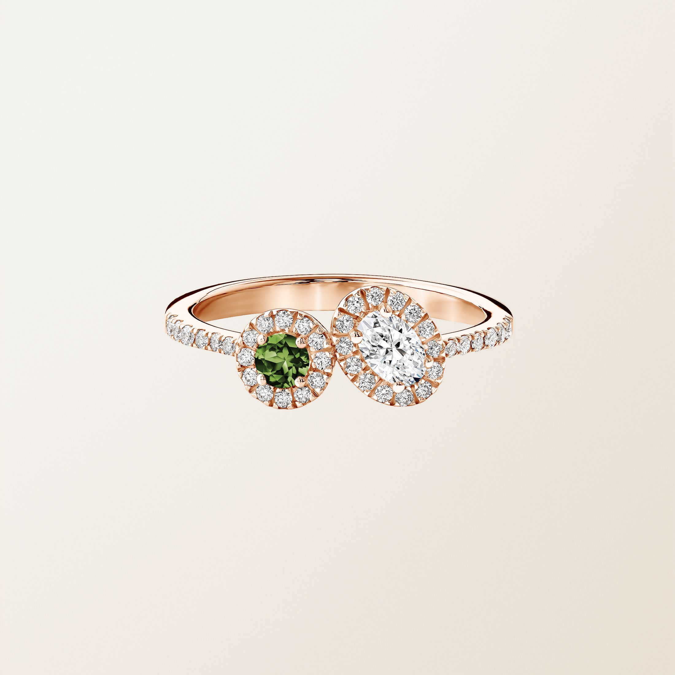 ピンクゴールド, グリーンサファイアとダイヤモンド