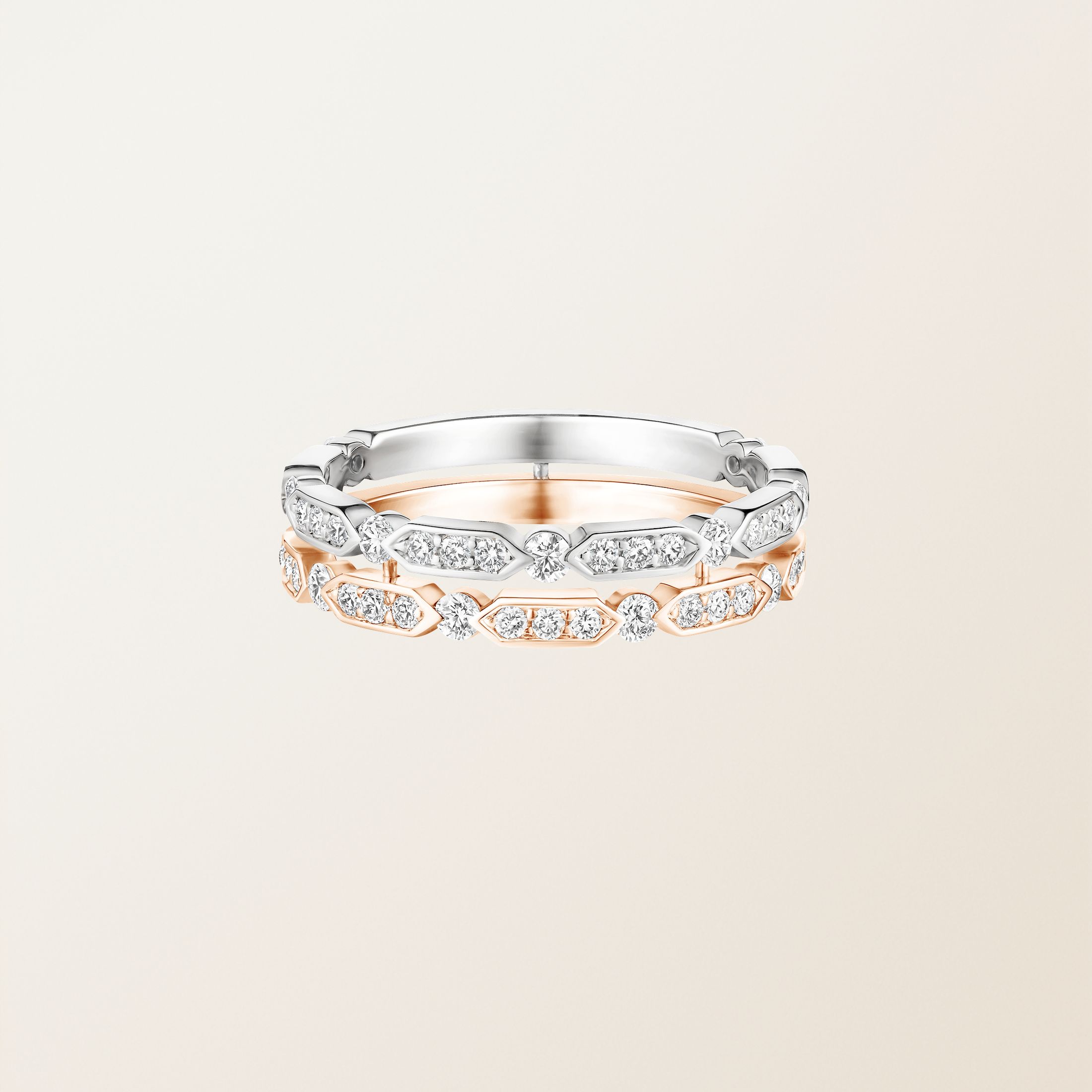 Bague Or blanc / Or rose 18 cts Diamant MET Duo Pavée
