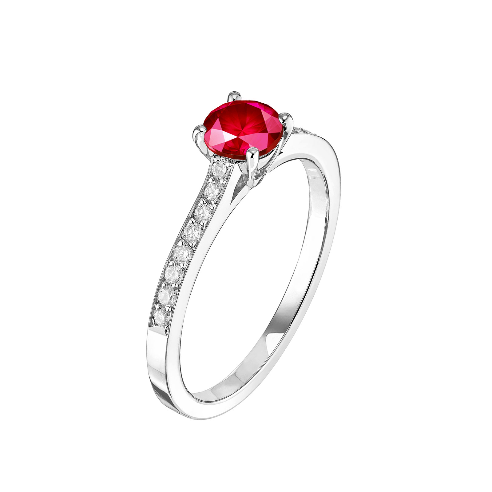 Bague Platine Rubis et diamants Little Lady Pavée 1