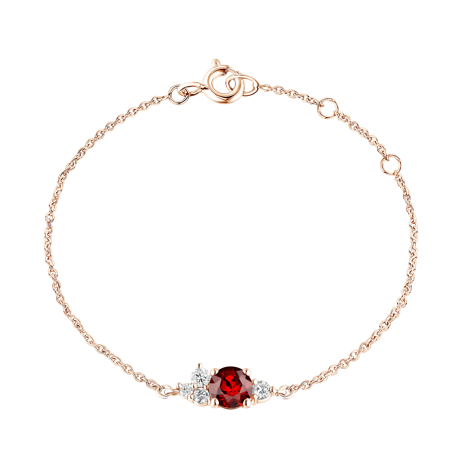 Bracelet Or rose Grenat et diamants Baby EverBloom 1