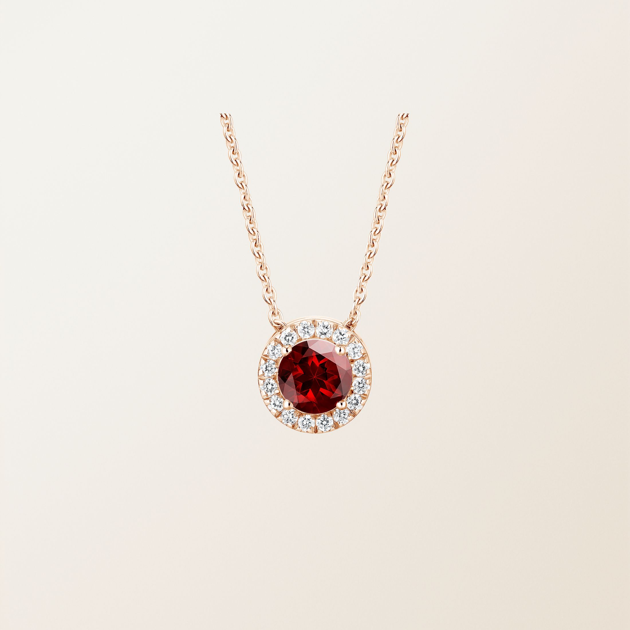 Pendentif Or rose 18 cts Grenat Rétromantique M