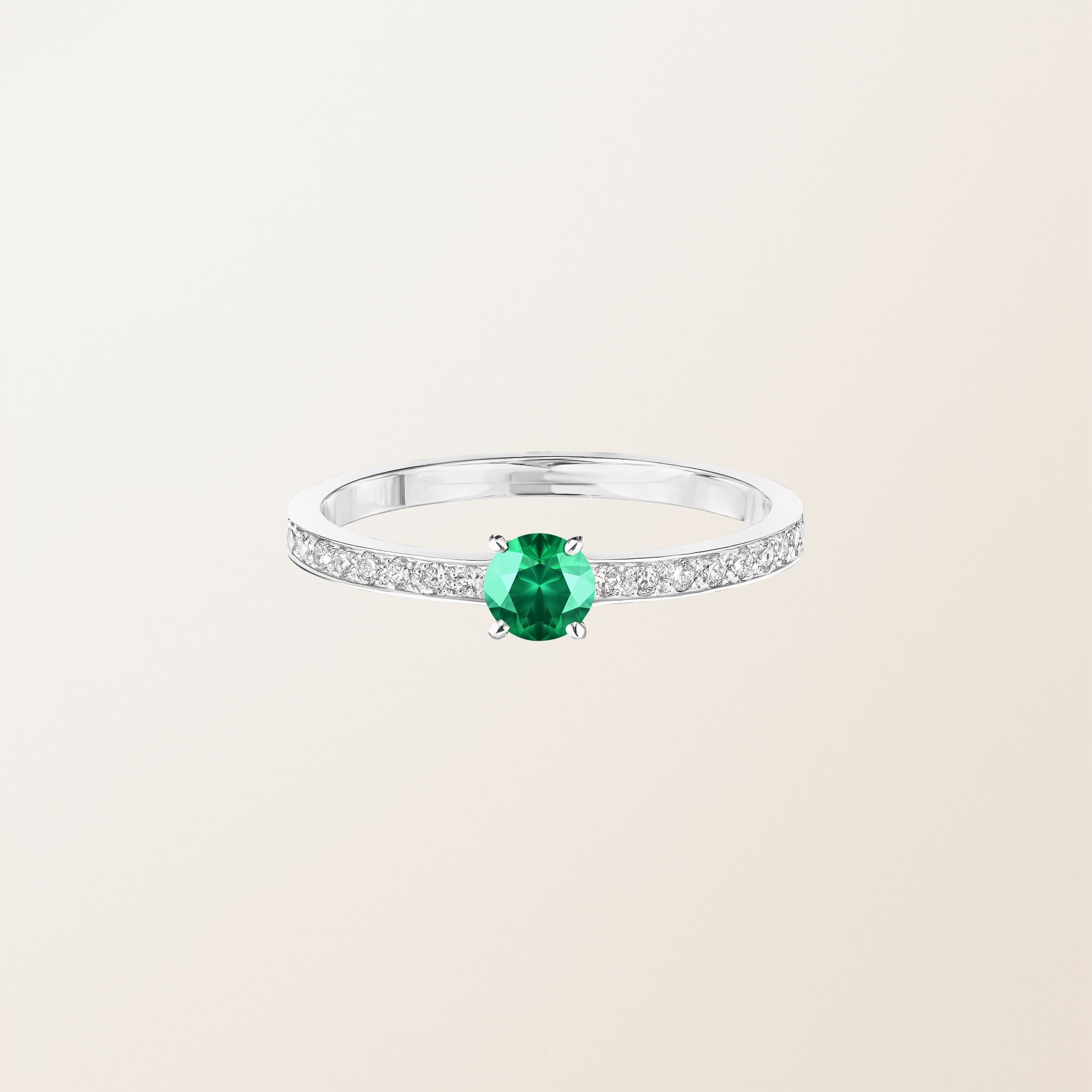 Bague Or blanc 18 cts Emeraude Milady