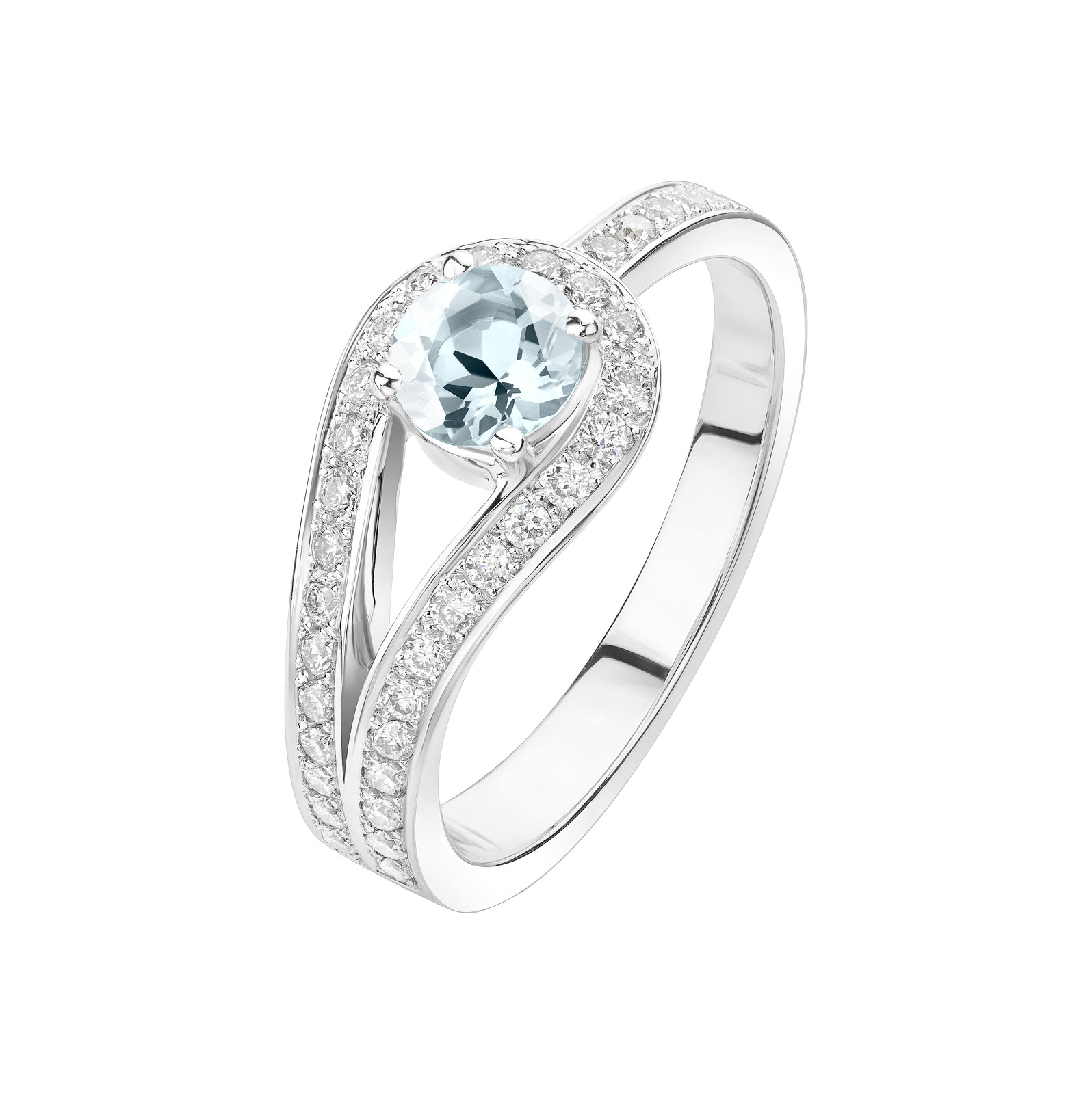 Bague Or blanc Aigue-marine et diamants Romy 1