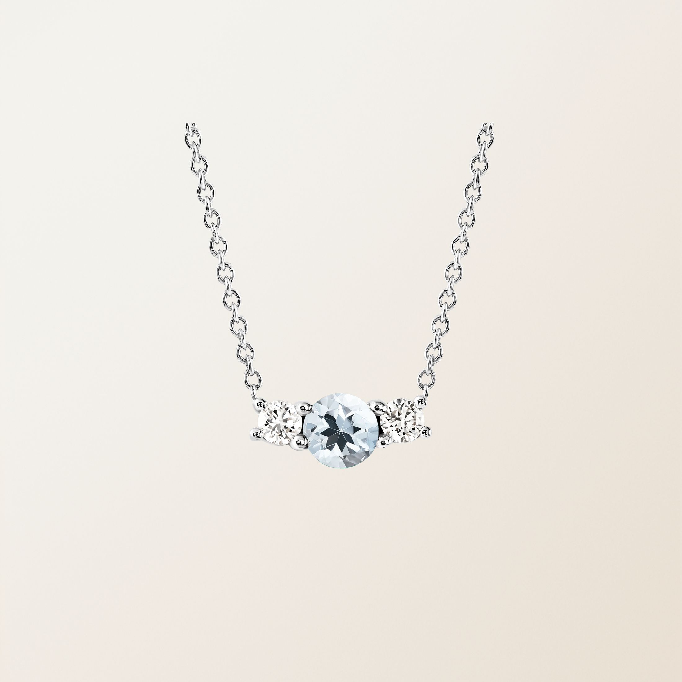 Pendentif Or blanc 18 cts Aigue-marine Lady Duo