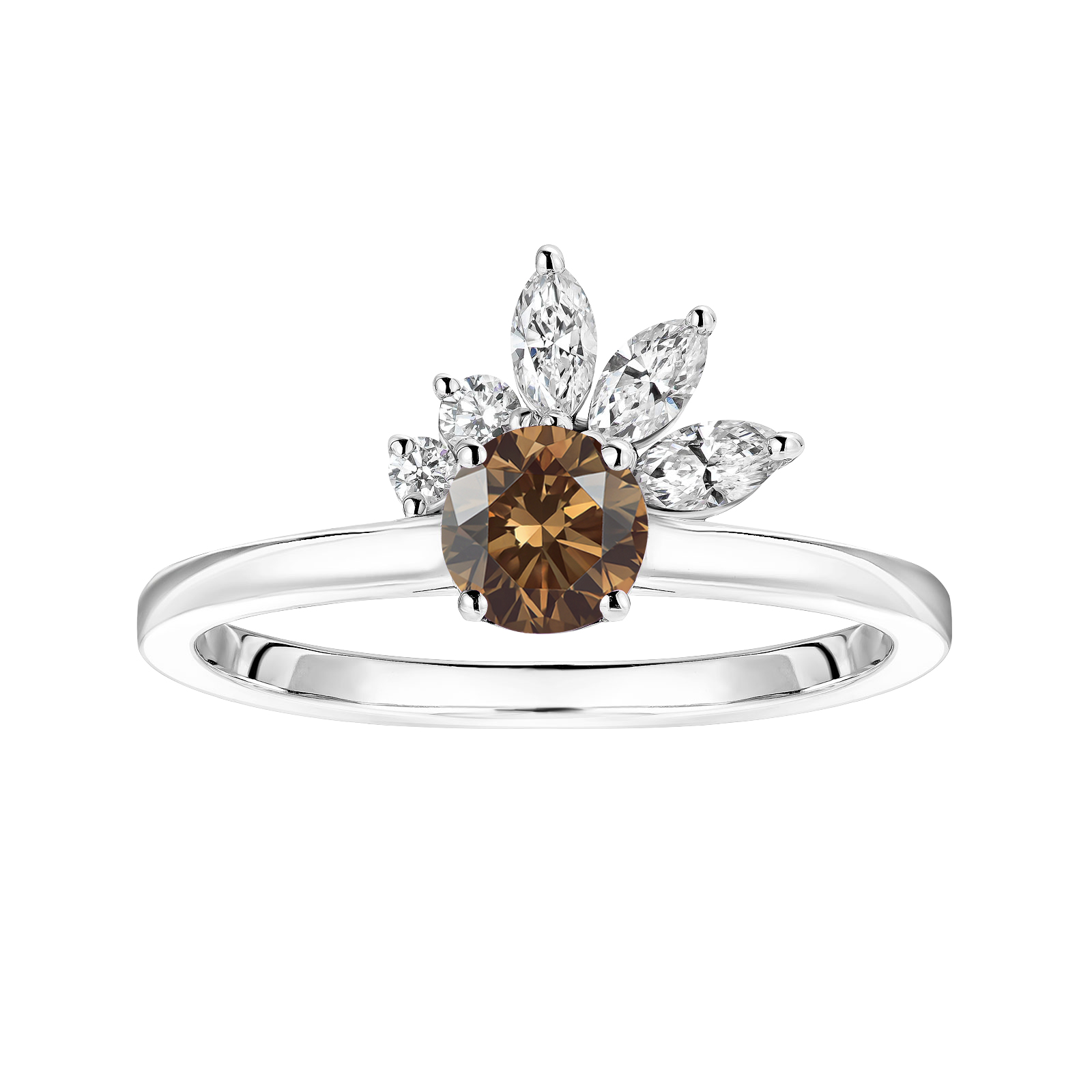 Bague Or blanc Diamant Chocolat et diamants Little EverBloom 1