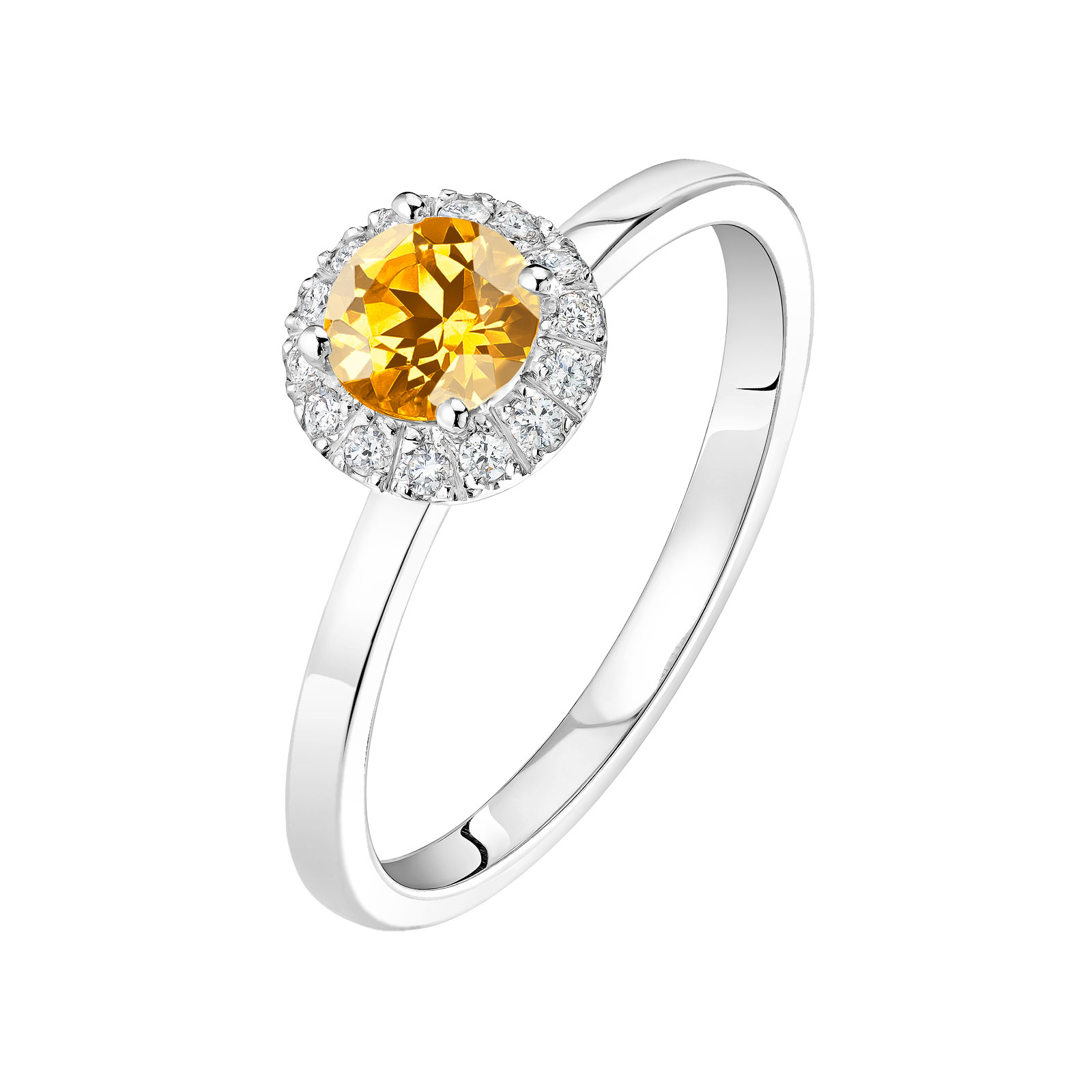 Bague Or blanc Citrine et diamants Rétromantique M 1