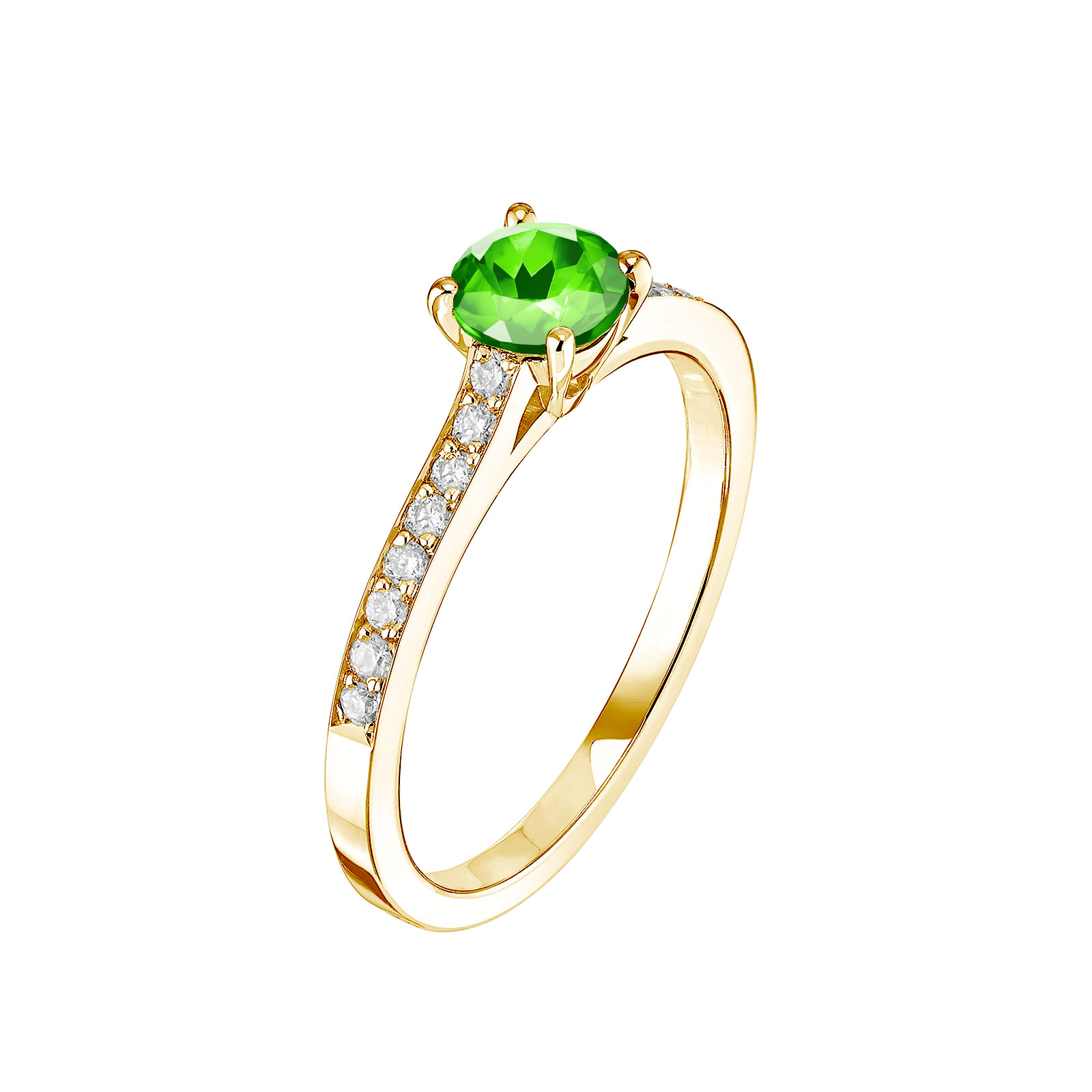 Bague Or jaune Tsavorite et diamants Little Lady Pavée 1