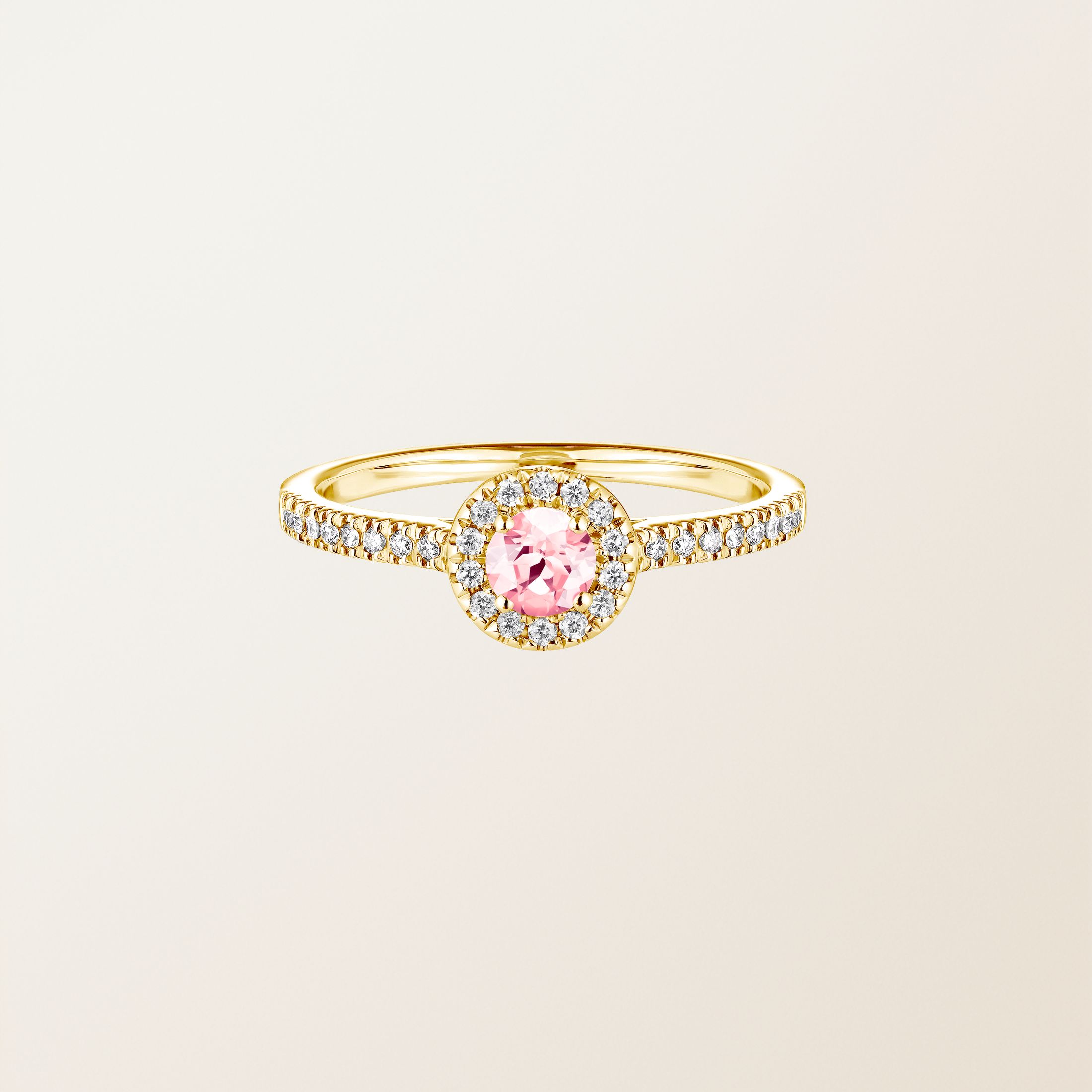 Bague Or jaune 18 cts Tourmaline Rétromantique S Pavée