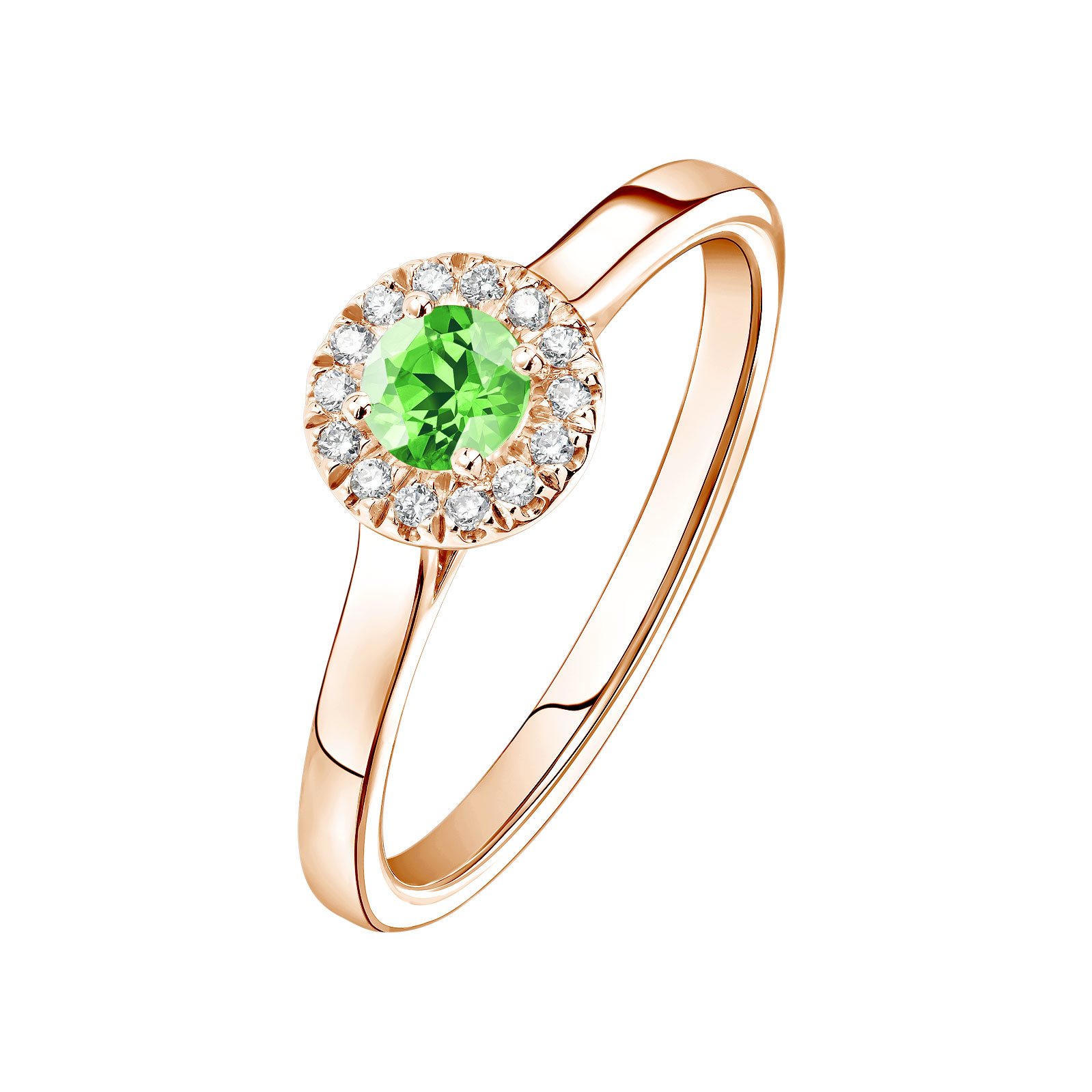 Bague Or rose Tsavorite et diamants Rétromantique S 1