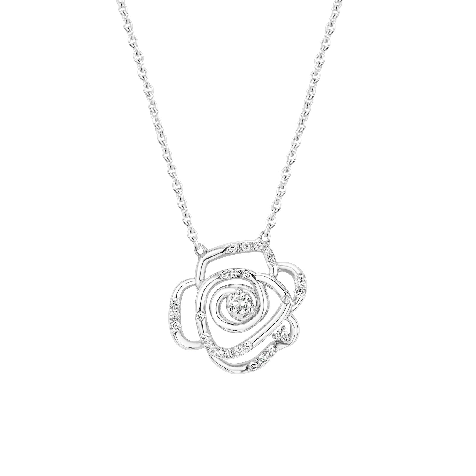 Pendentif Or blanc Diamant PrimaRosa Pavé 1