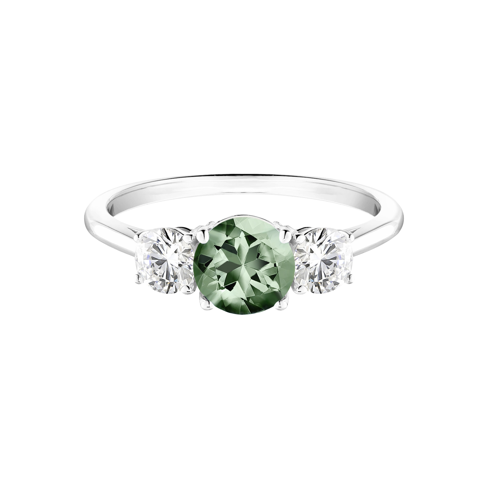 Bague Or blanc Saphir Vert Little Lady Duo 1