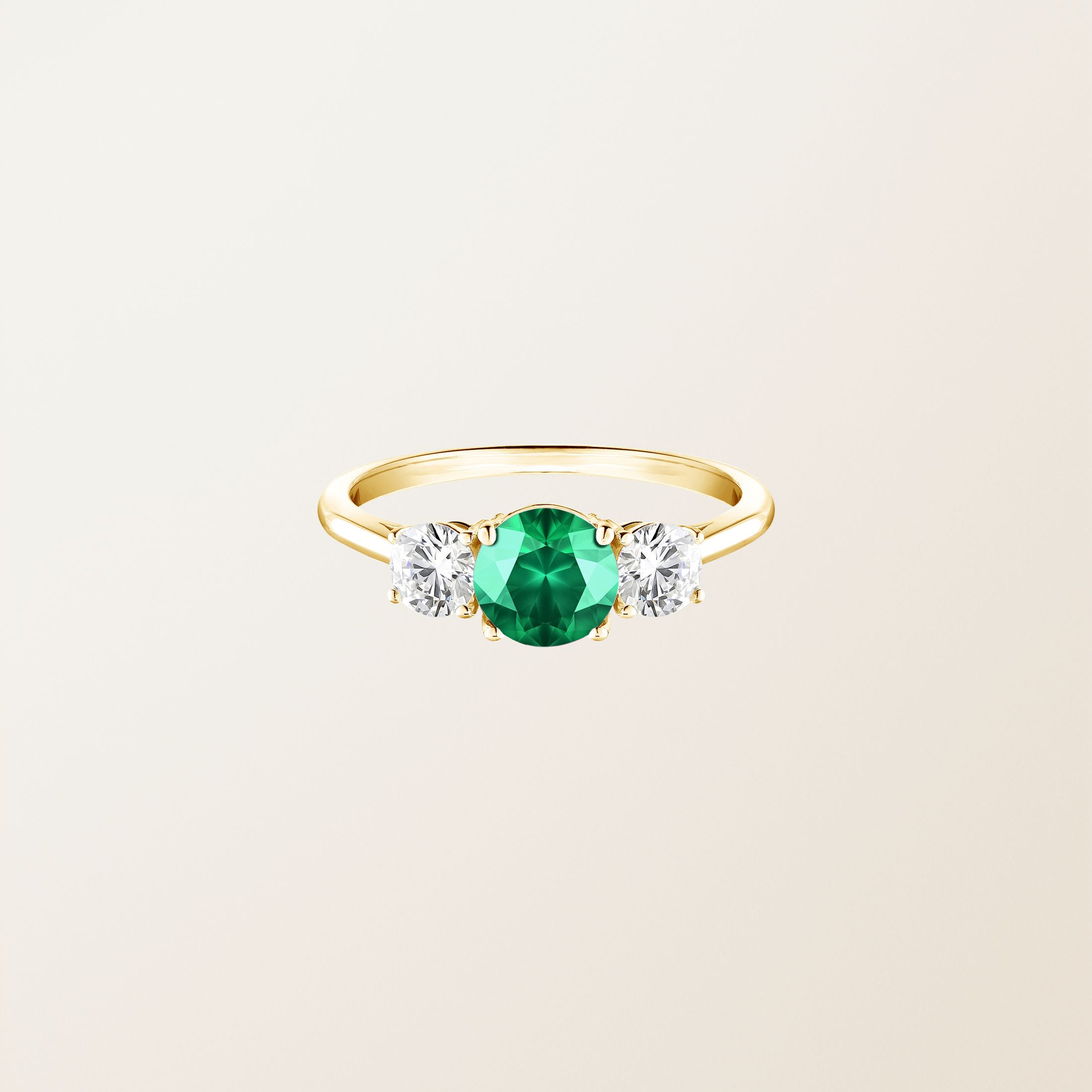 Ring 18K Gelbgold Smaragdgrün Little Lady Duo