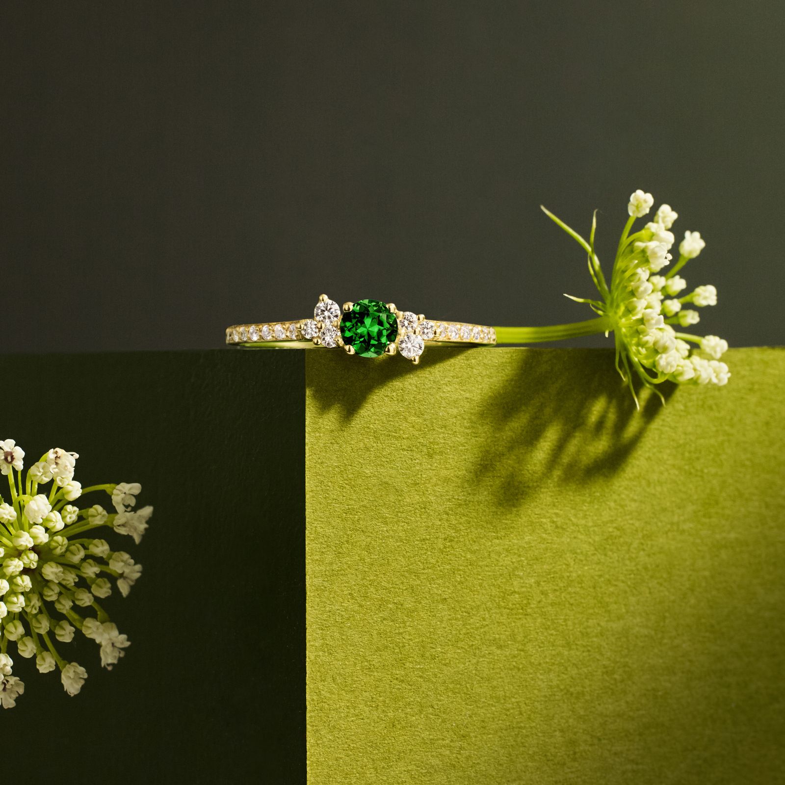 リング ホワイトゴールド アクアマリンとダイヤモンド Baby EverBloom Pavée 5