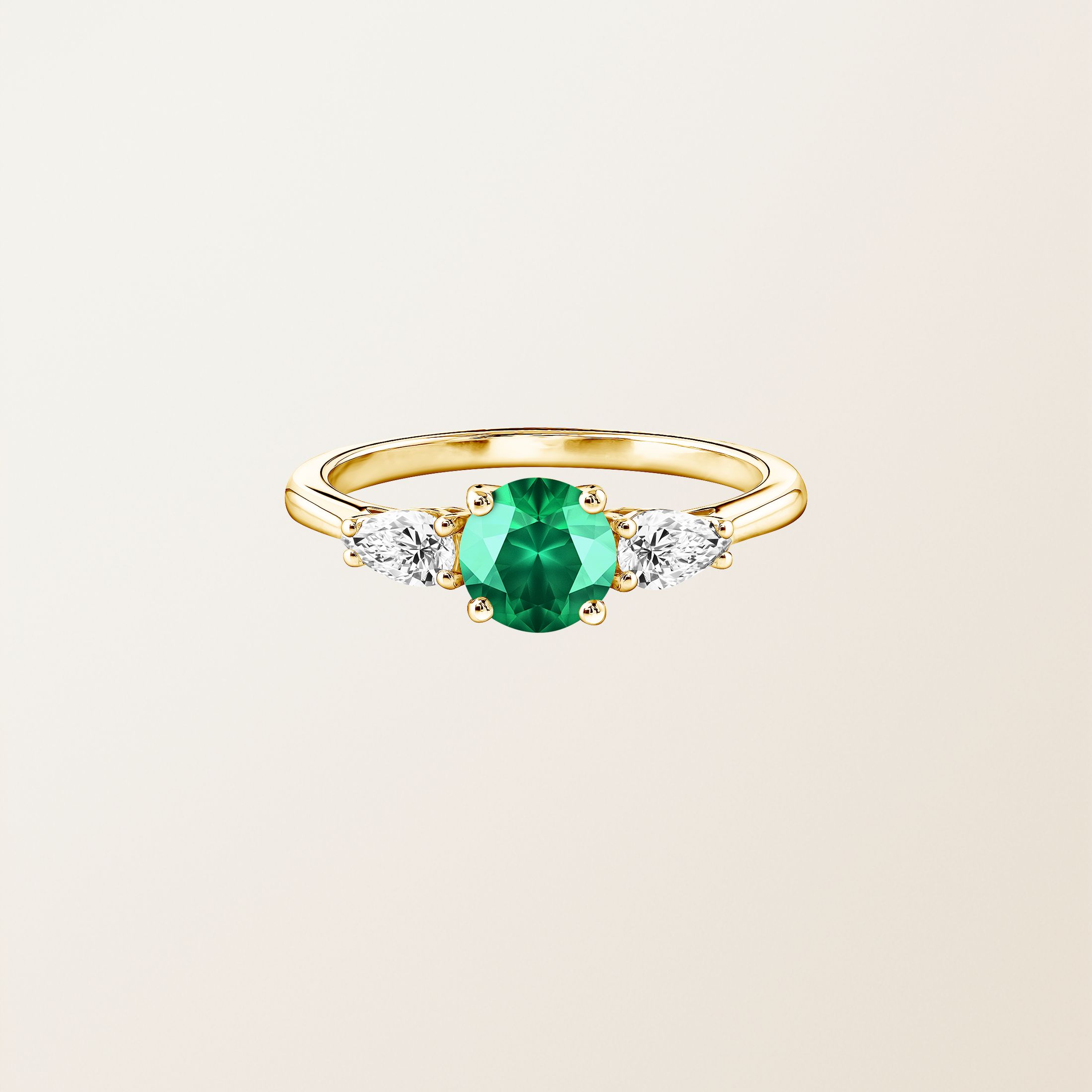 Ring 18K Gelbgold Smaragd Lady Duo De Poires