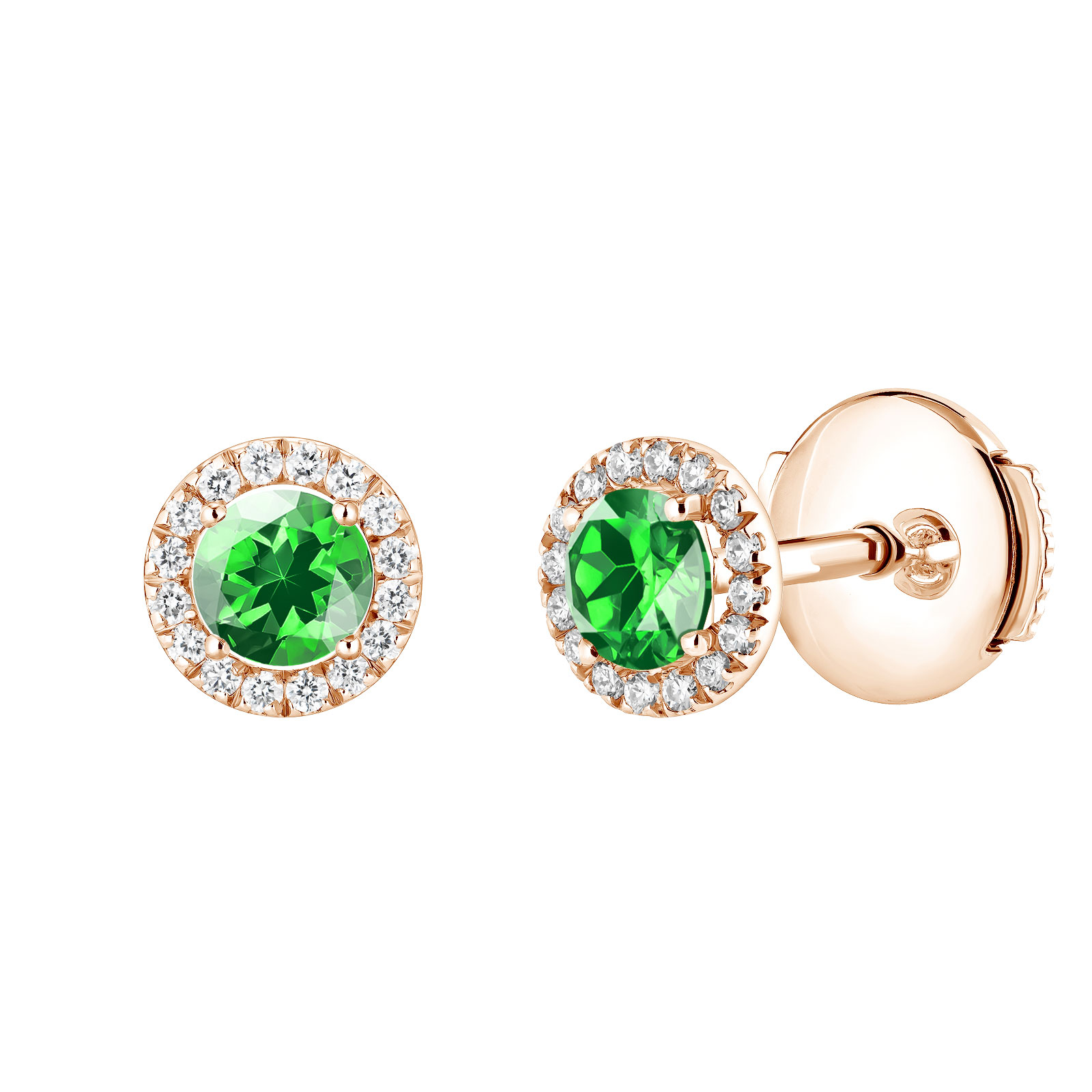 Boucles d'oreilles Or rose Tsavorite et diamants Rétromantique S 1