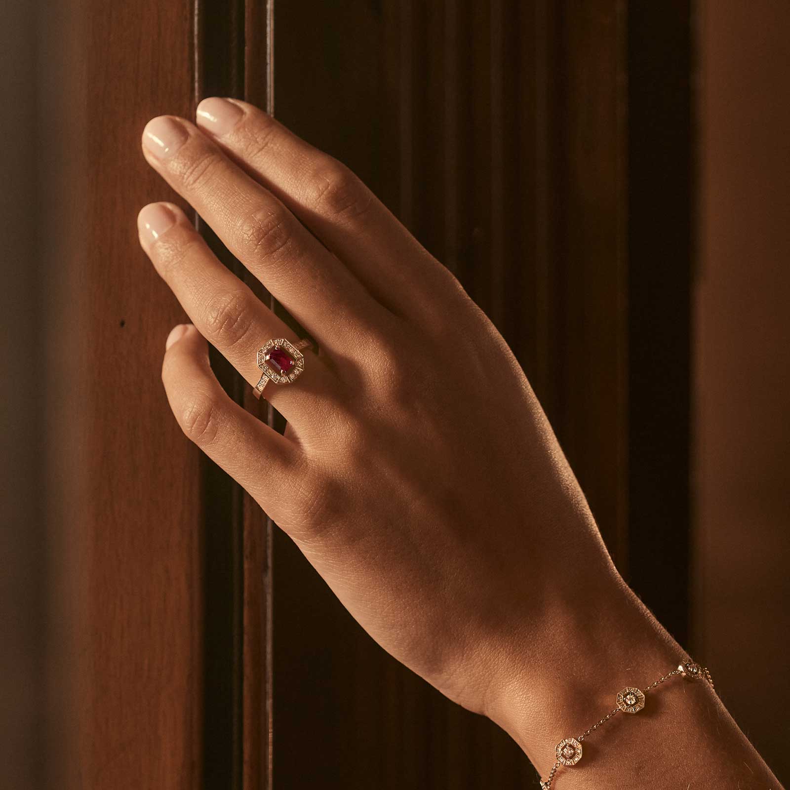 Ring White gold Tsavorite and diamonds Art Déco 4