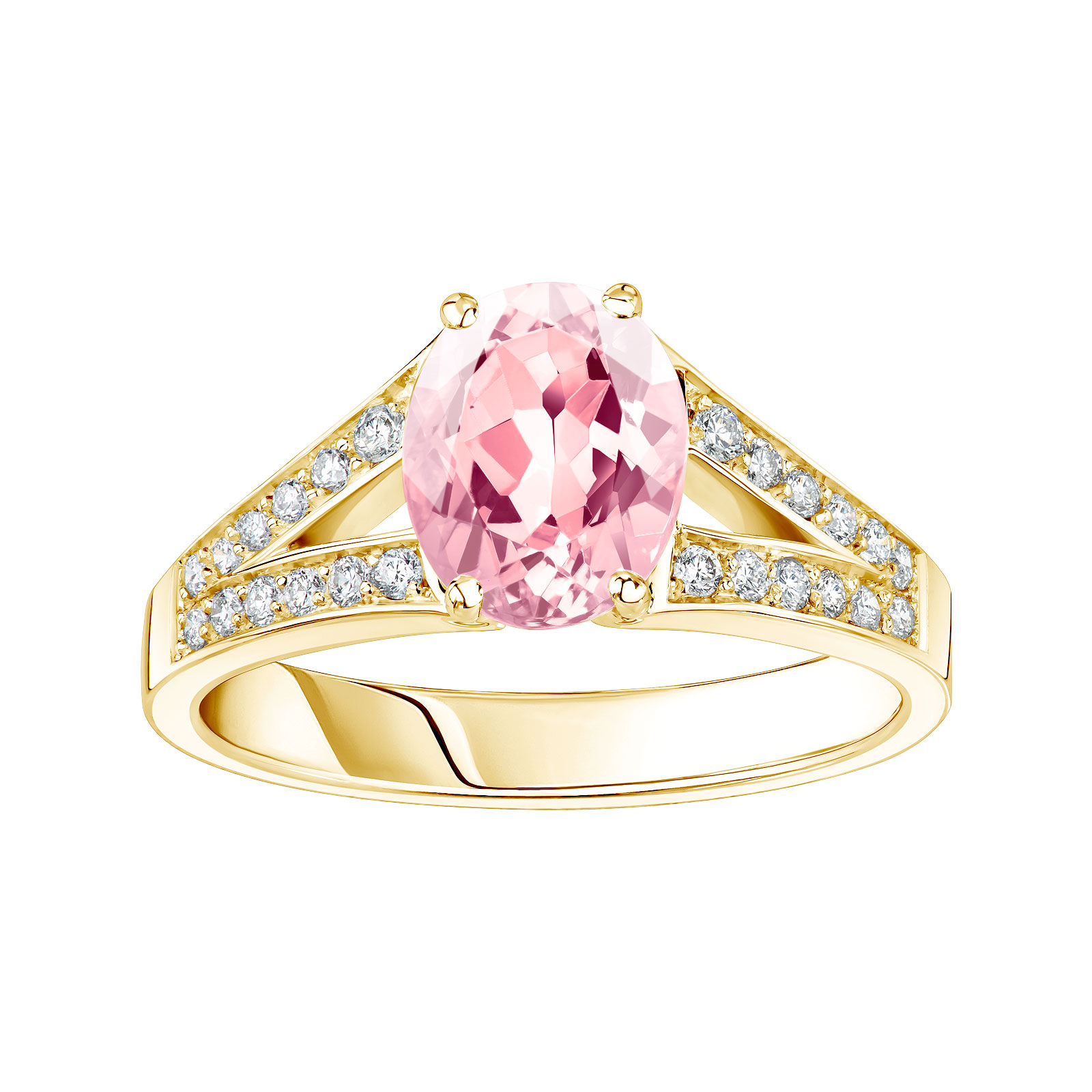 Bague Or jaune Tourmaline et diamants Rétromantique Tiare Pavée 1