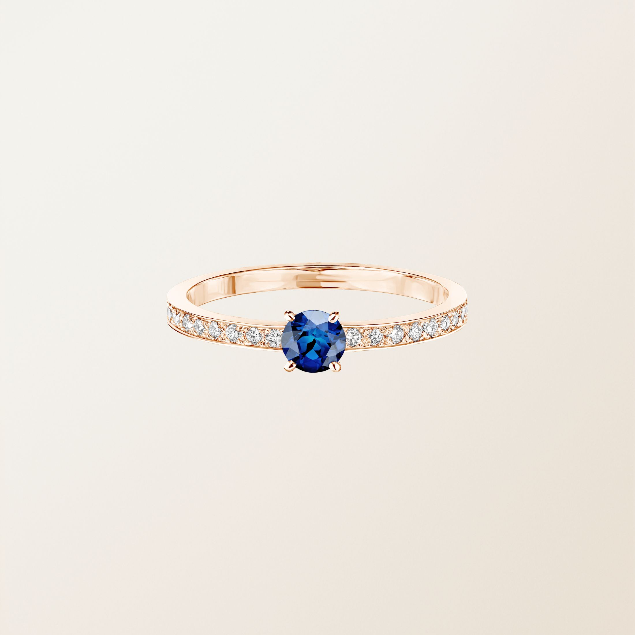 Bague Or rose 18 cts Saphir Milady