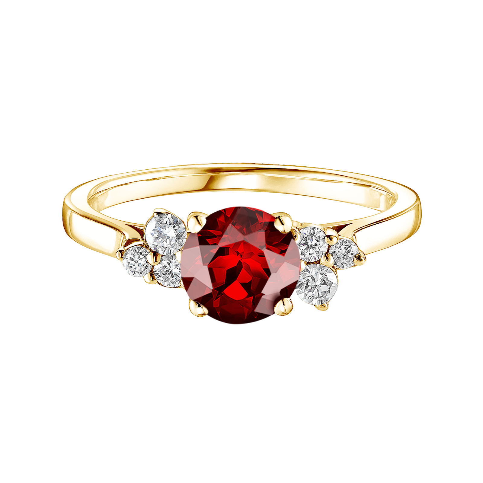 Bague Or jaune Grenat et diamants Baby EverBloom 6 mm 1