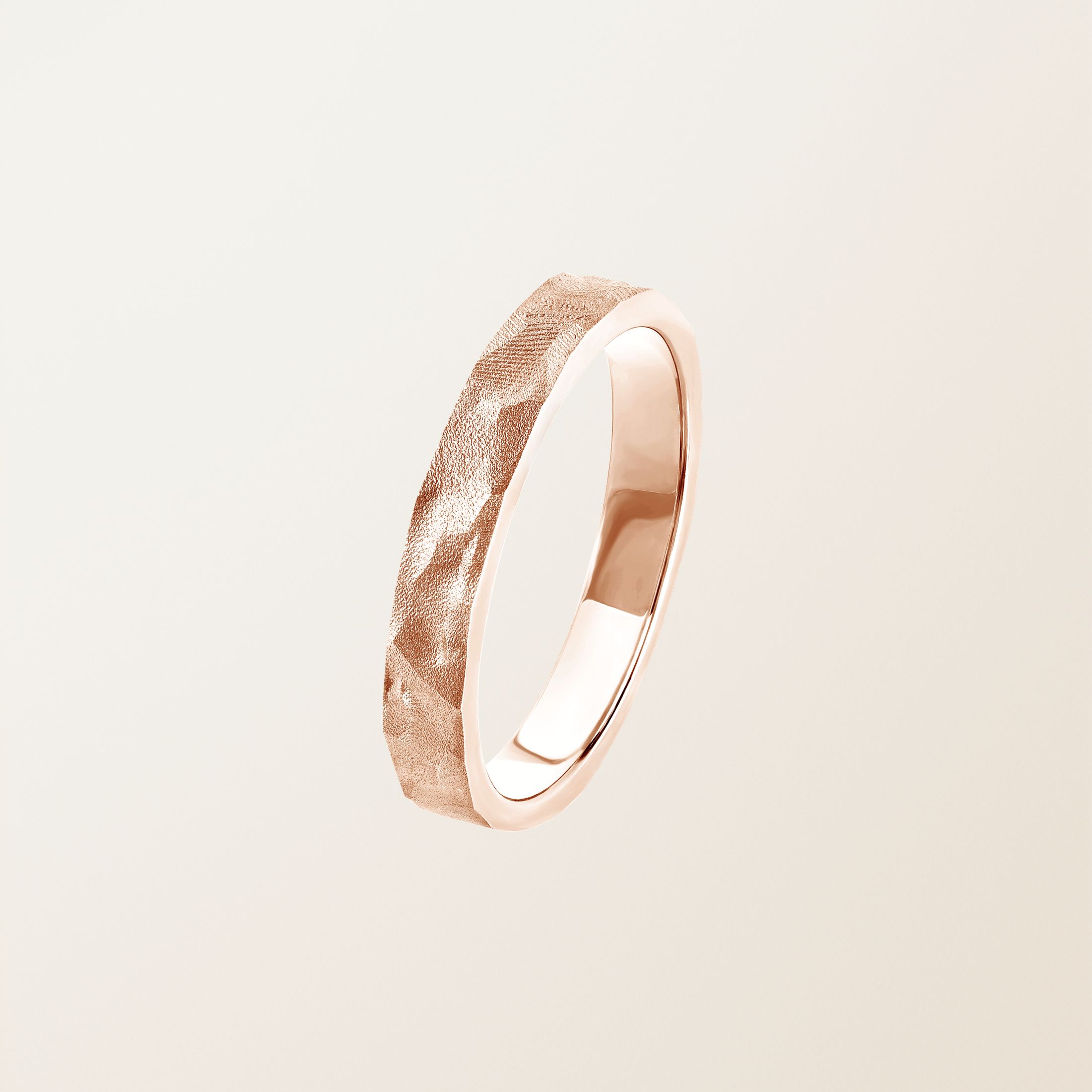リング 18金ピンクゴールド St-Honoré 3 mm Martelée