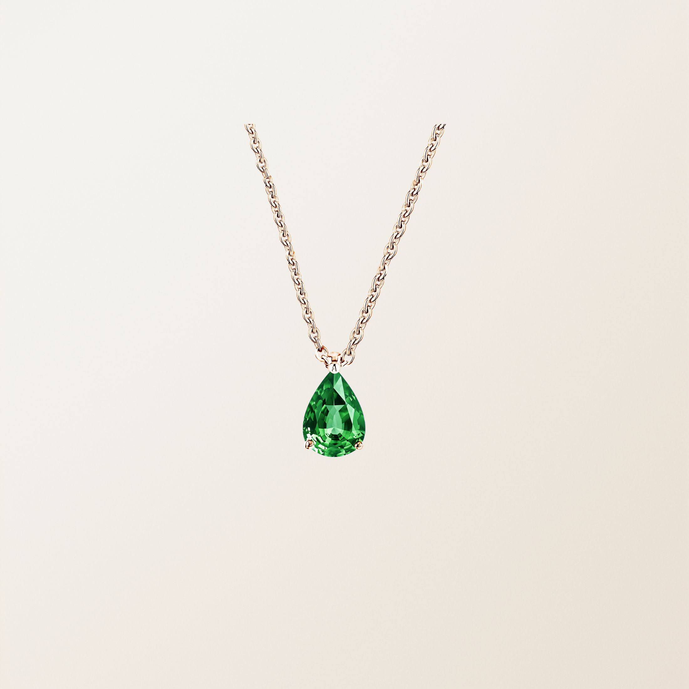 Pendentif Or rose 18 cts Tsavorite Lady Poire M