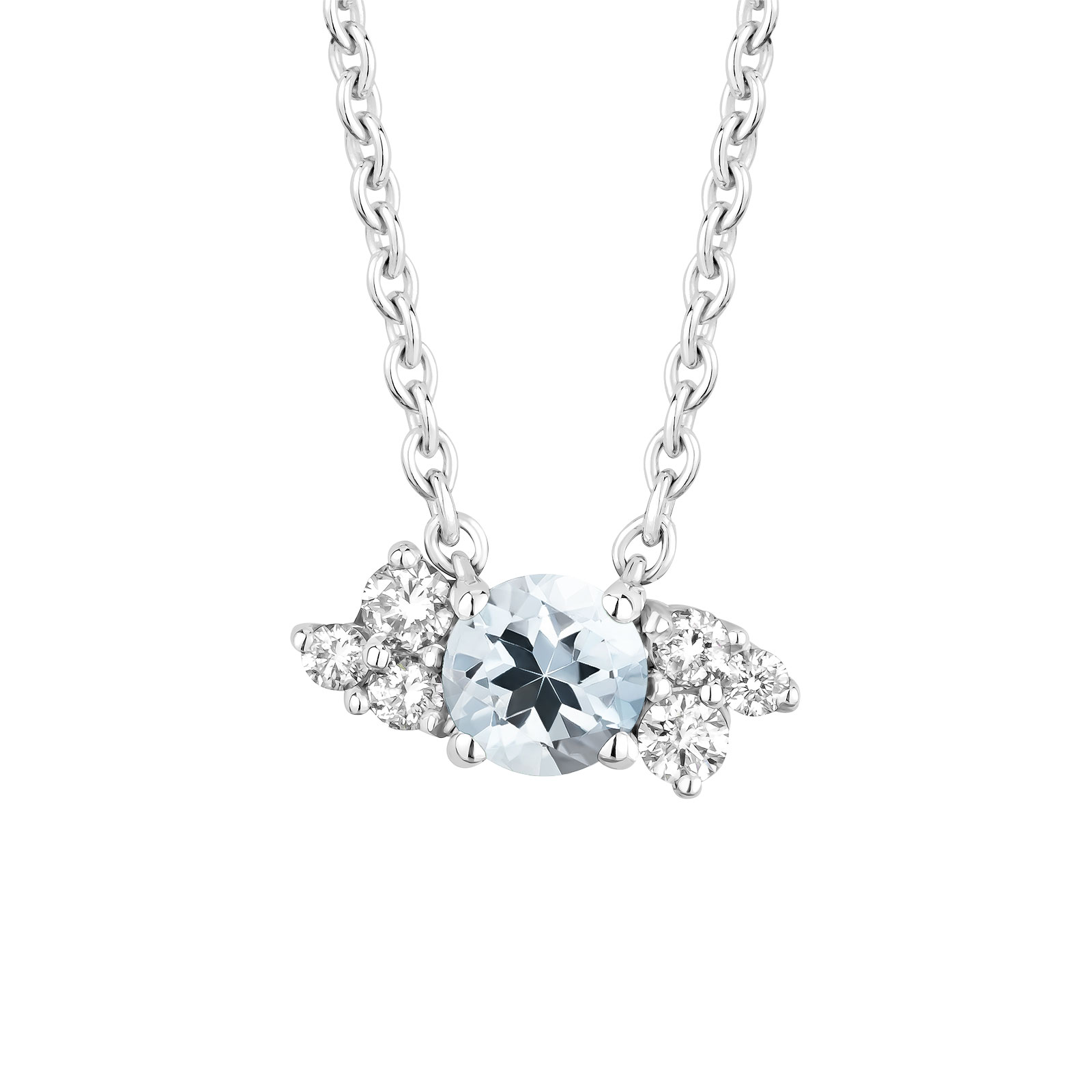 Pendentif Or blanc Aigue-marine et diamants Baby EverBloom 1