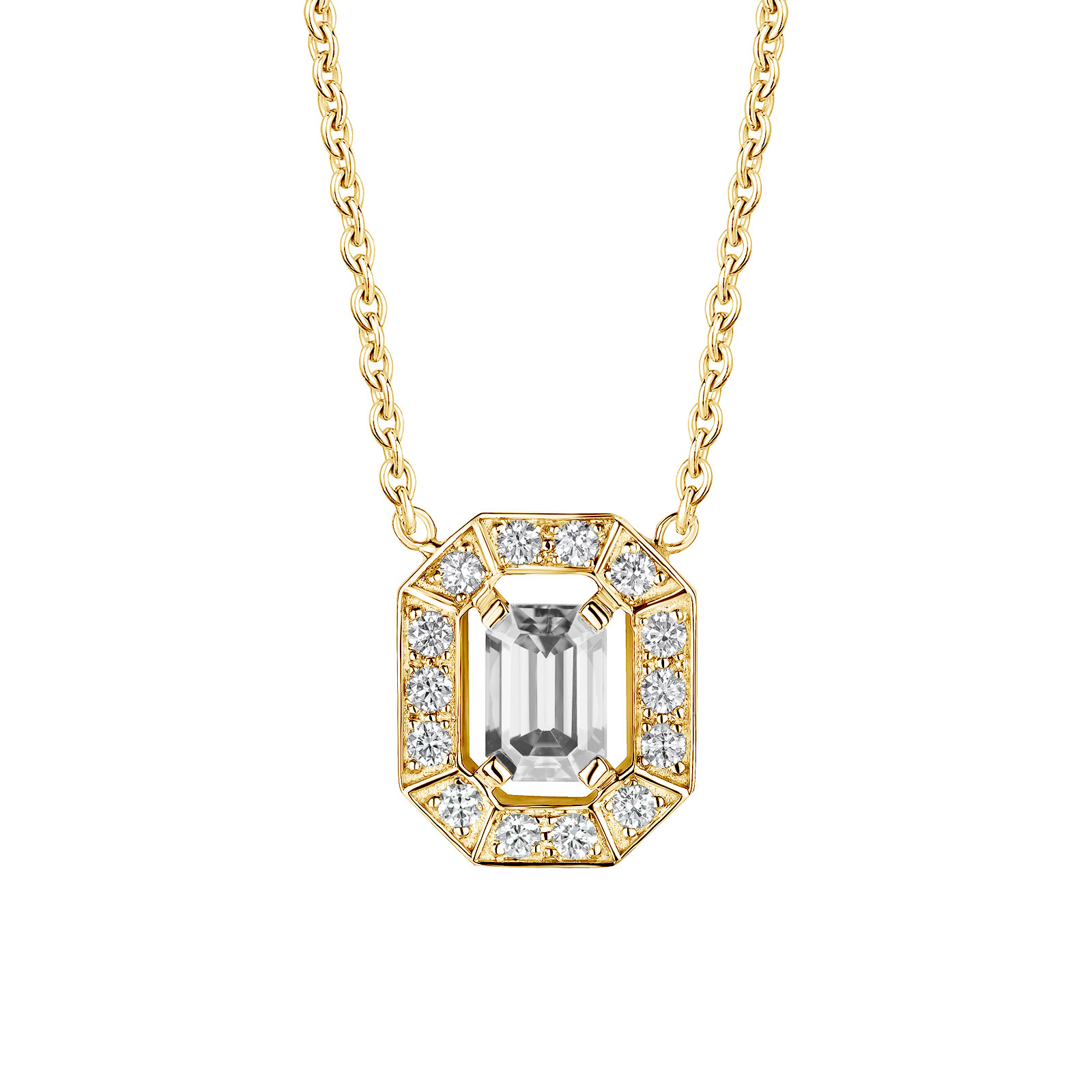 Pendentif Or jaune Quartz et diamants Art Déco 1