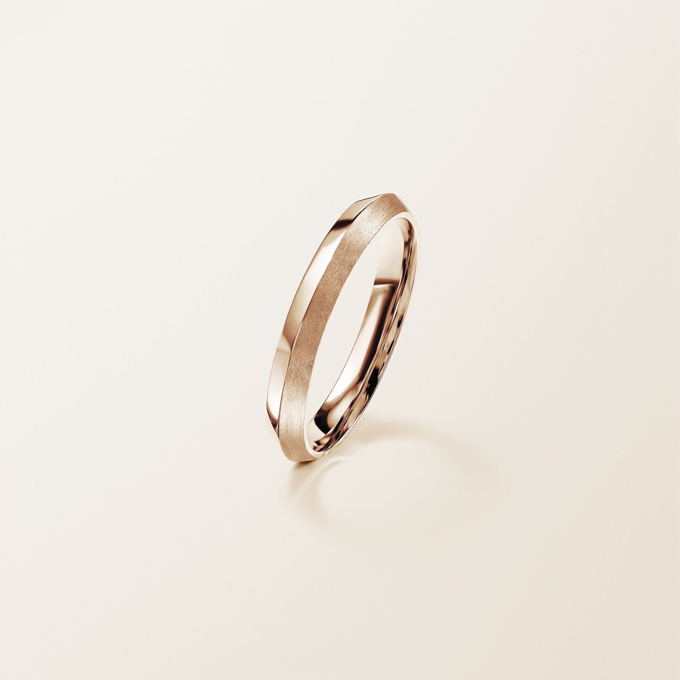 結婚指輪 18金ピンクゴールド Thésée Love Brossée 3 mm