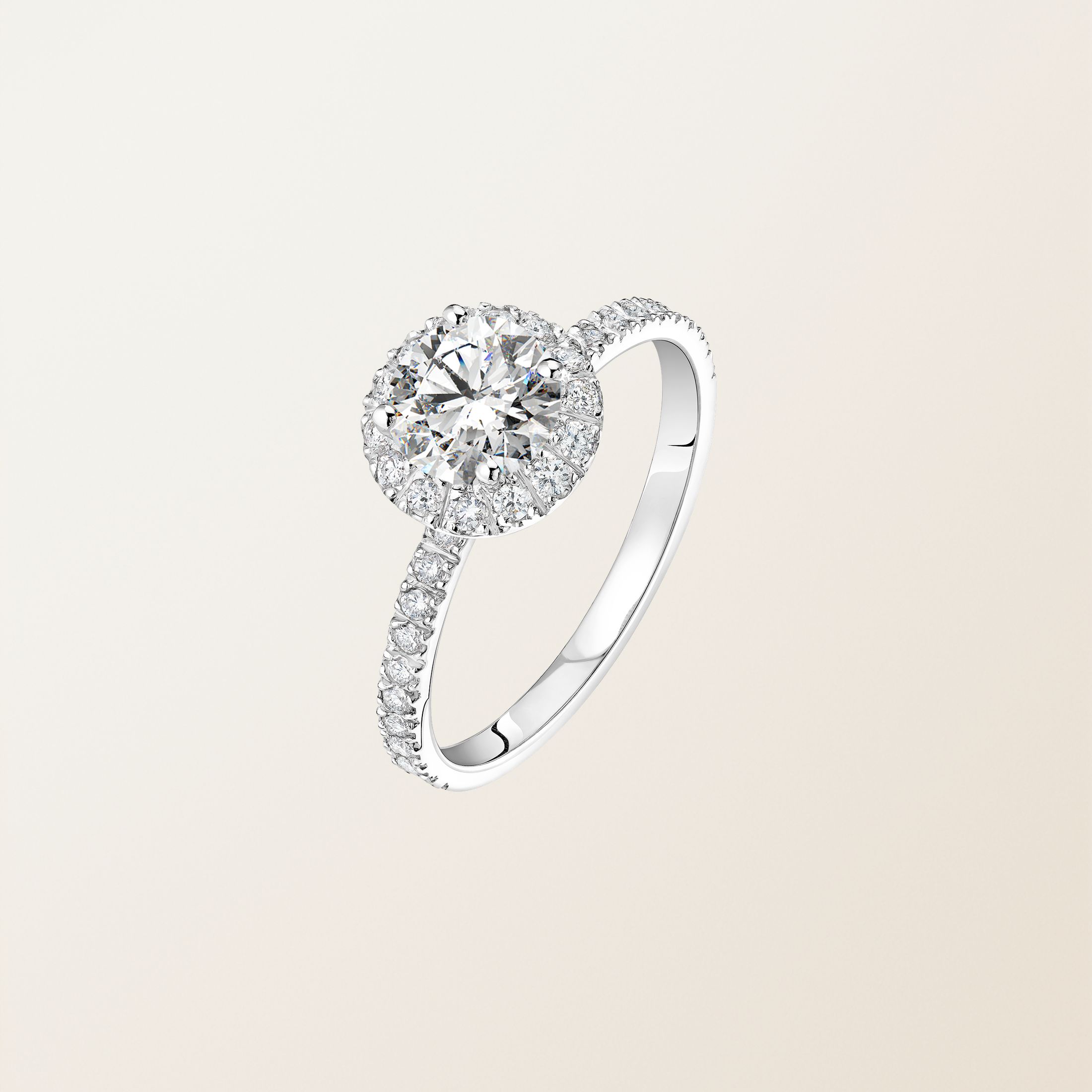 Bague Or blanc 18 cts Diamant Rétromantique L Pavée