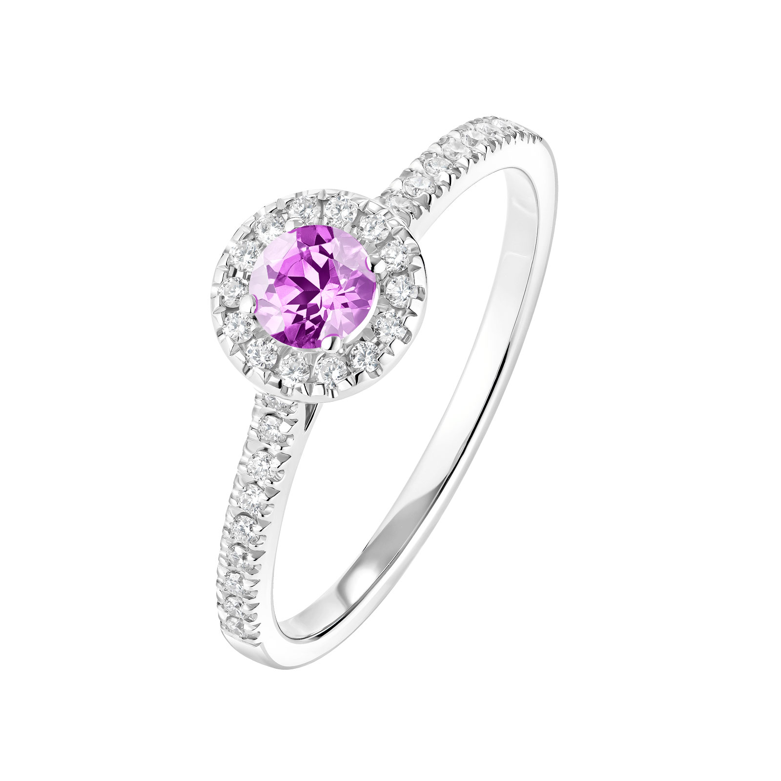 Bague Platine Améthyste et diamants Rétromantique S Pavée 1
