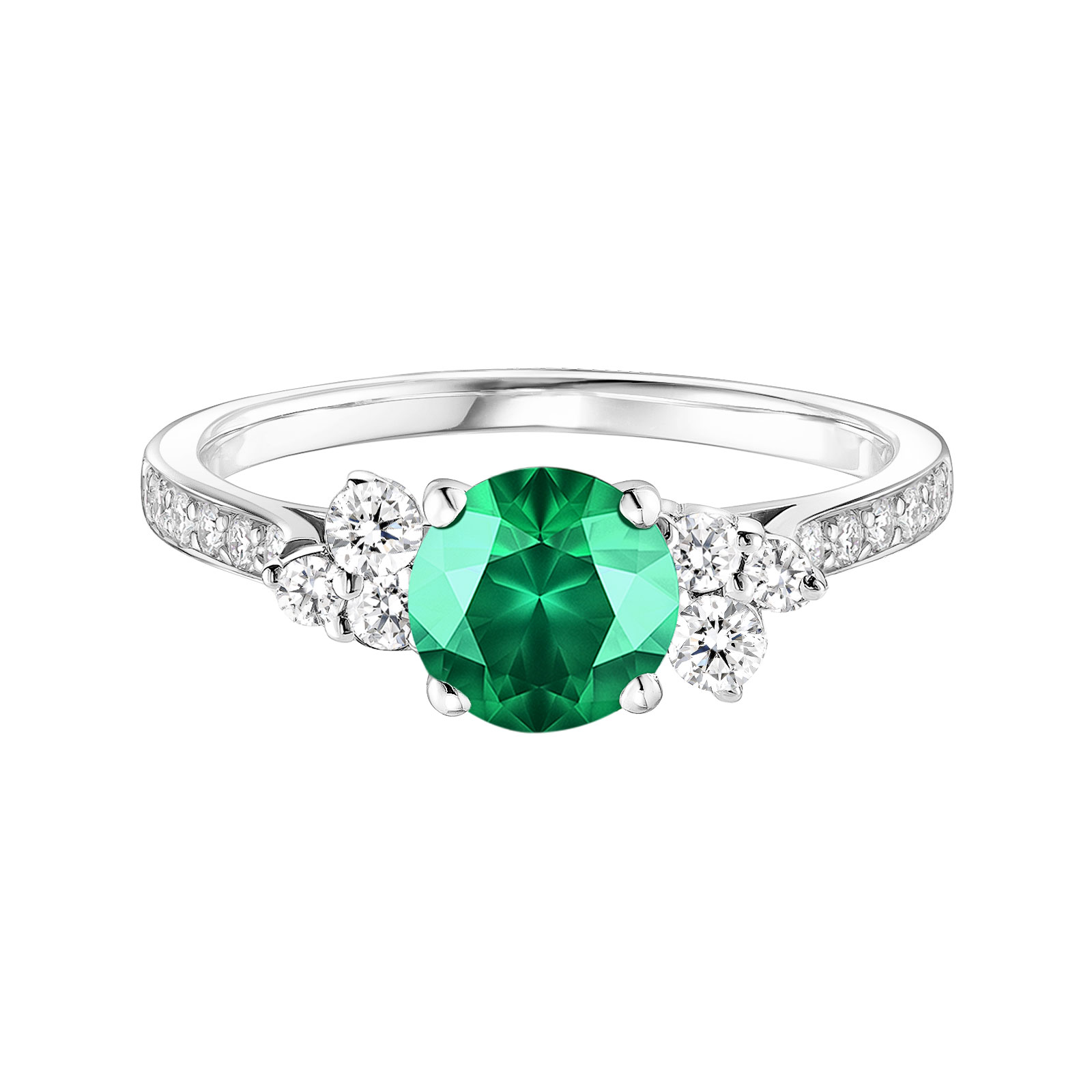 Bague Or blanc Emeraude et diamants Baby EverBloom 6 mm Pavée 1