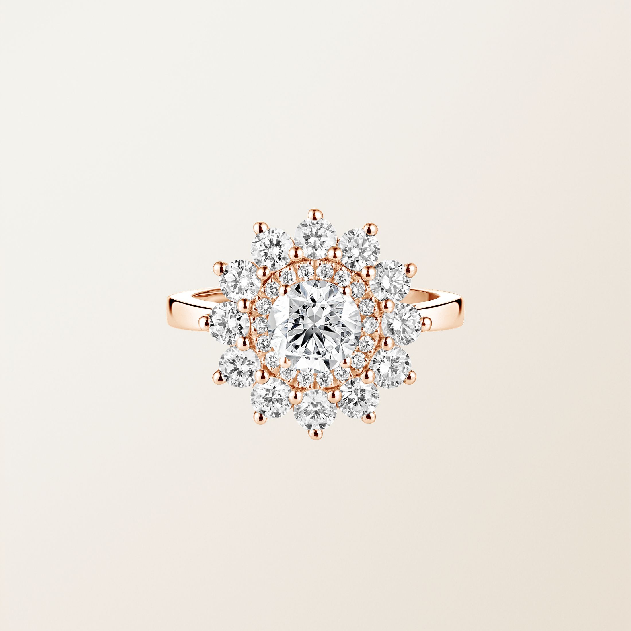 Bague Or rose 18 cts Diamant Lefkos 6 mm