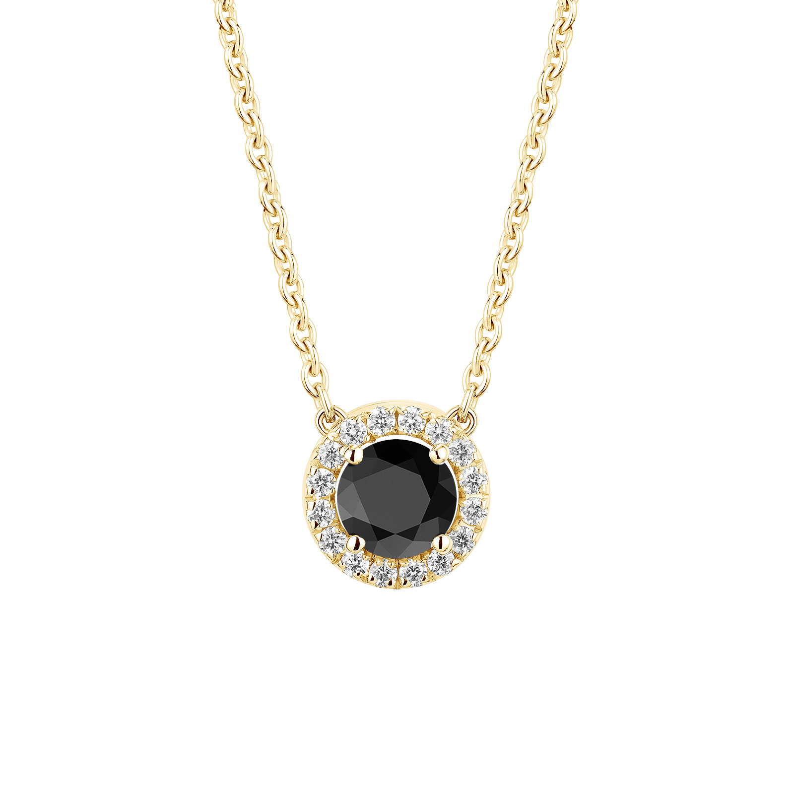 Pendentif Or jaune Spinelle noir et diamants Rétromantique S 1