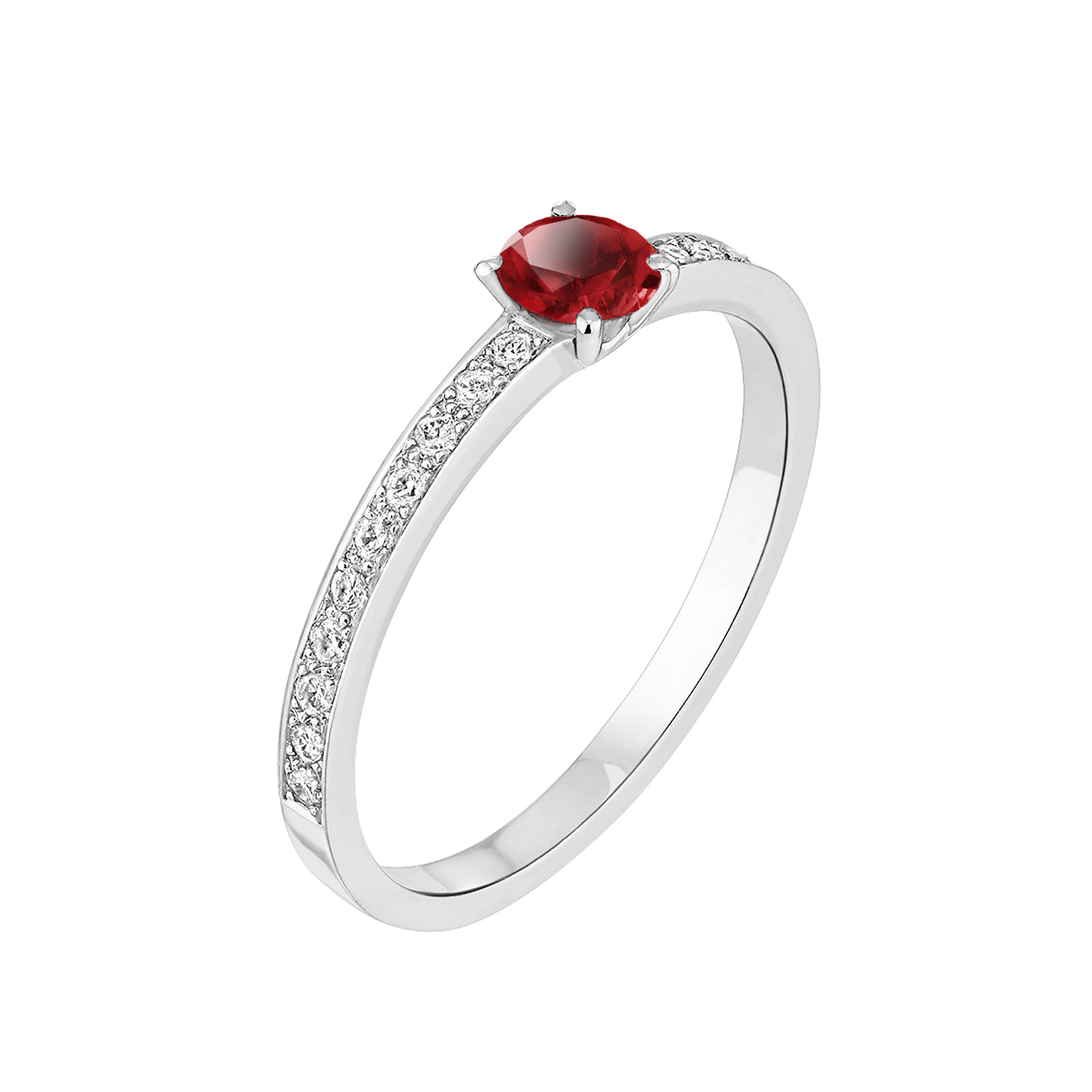 Bague Platine Grenat et diamants Milady 1