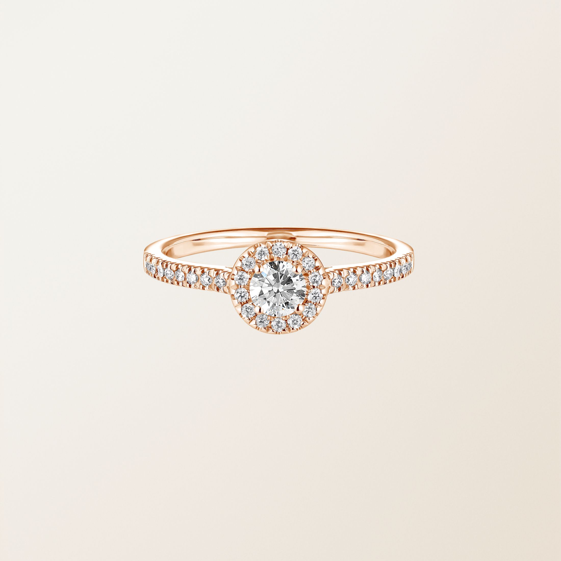 Bague Or rose 18 cts Diamant Rétromantique S Pavée