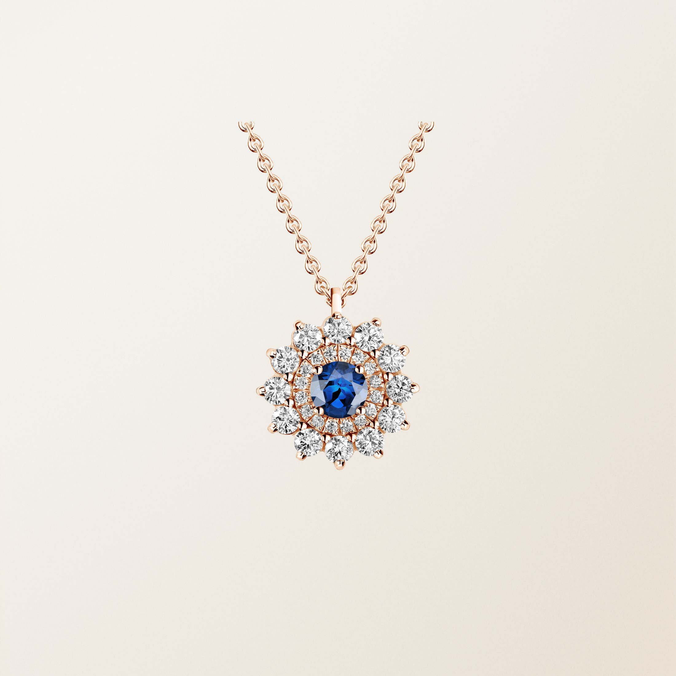 Pendentif Or rose 18 cts Saphir Lefkos