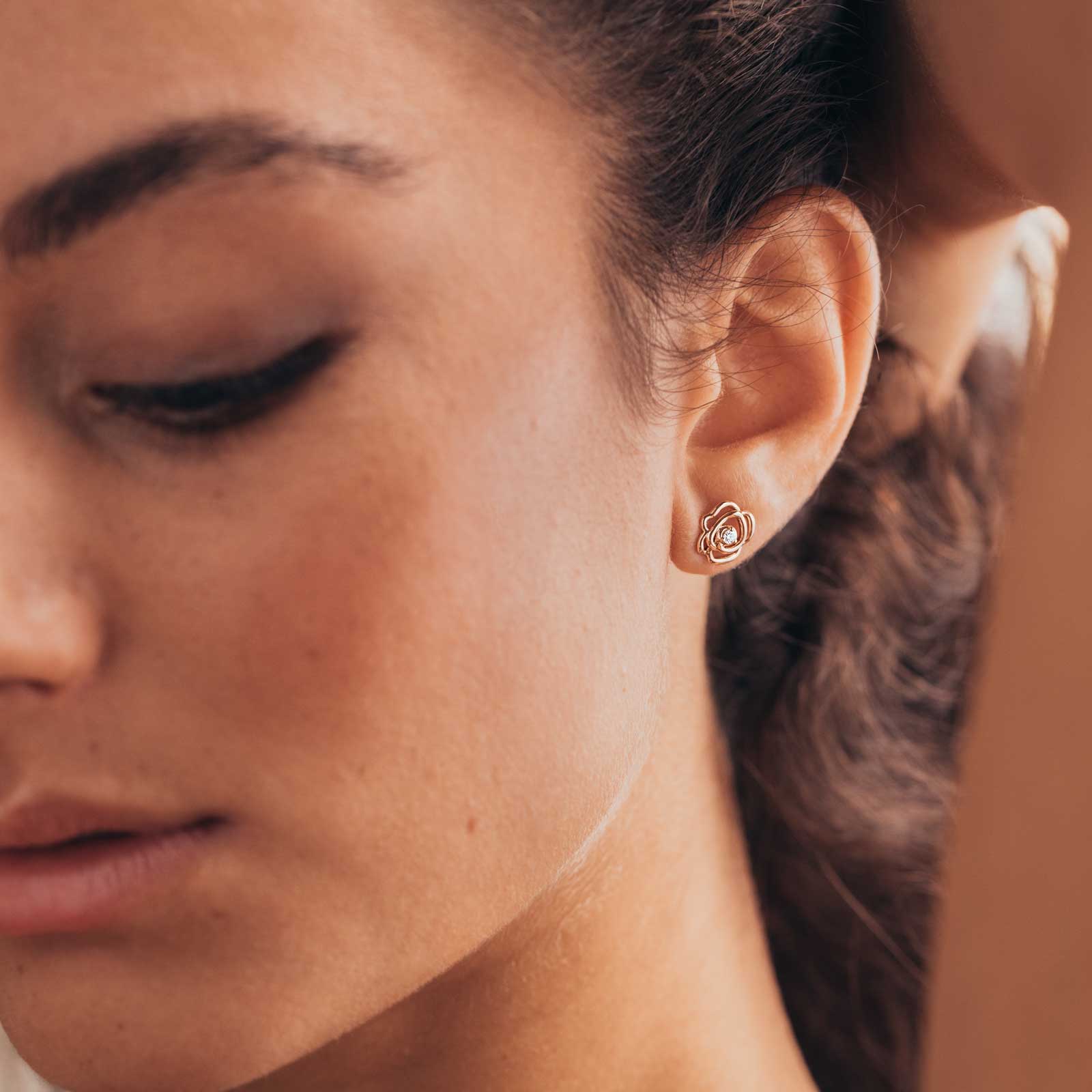 Boucles d'oreilles Or rose Diamant PrimaRosa Duo S 4