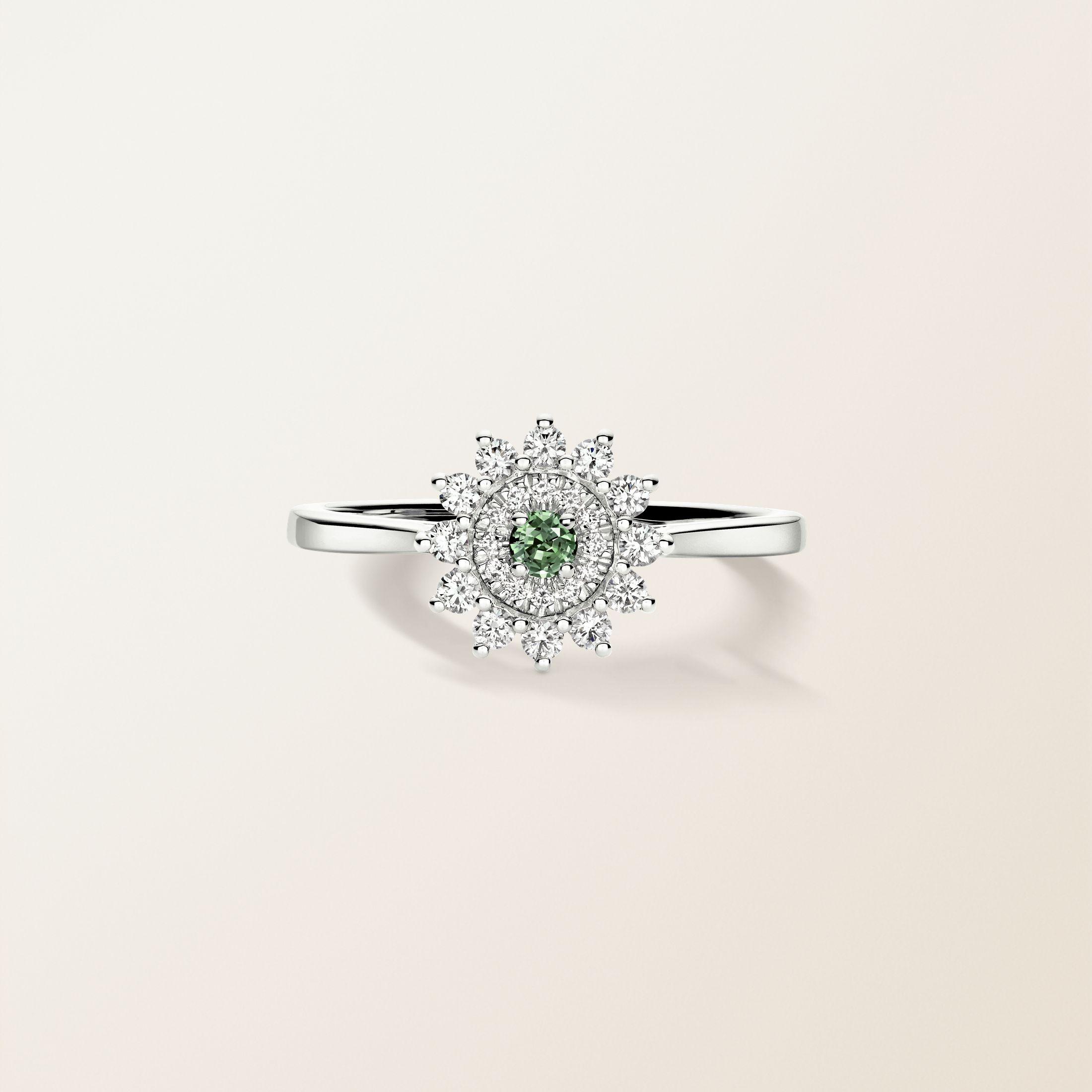 Weißgold, Grüner Saphir