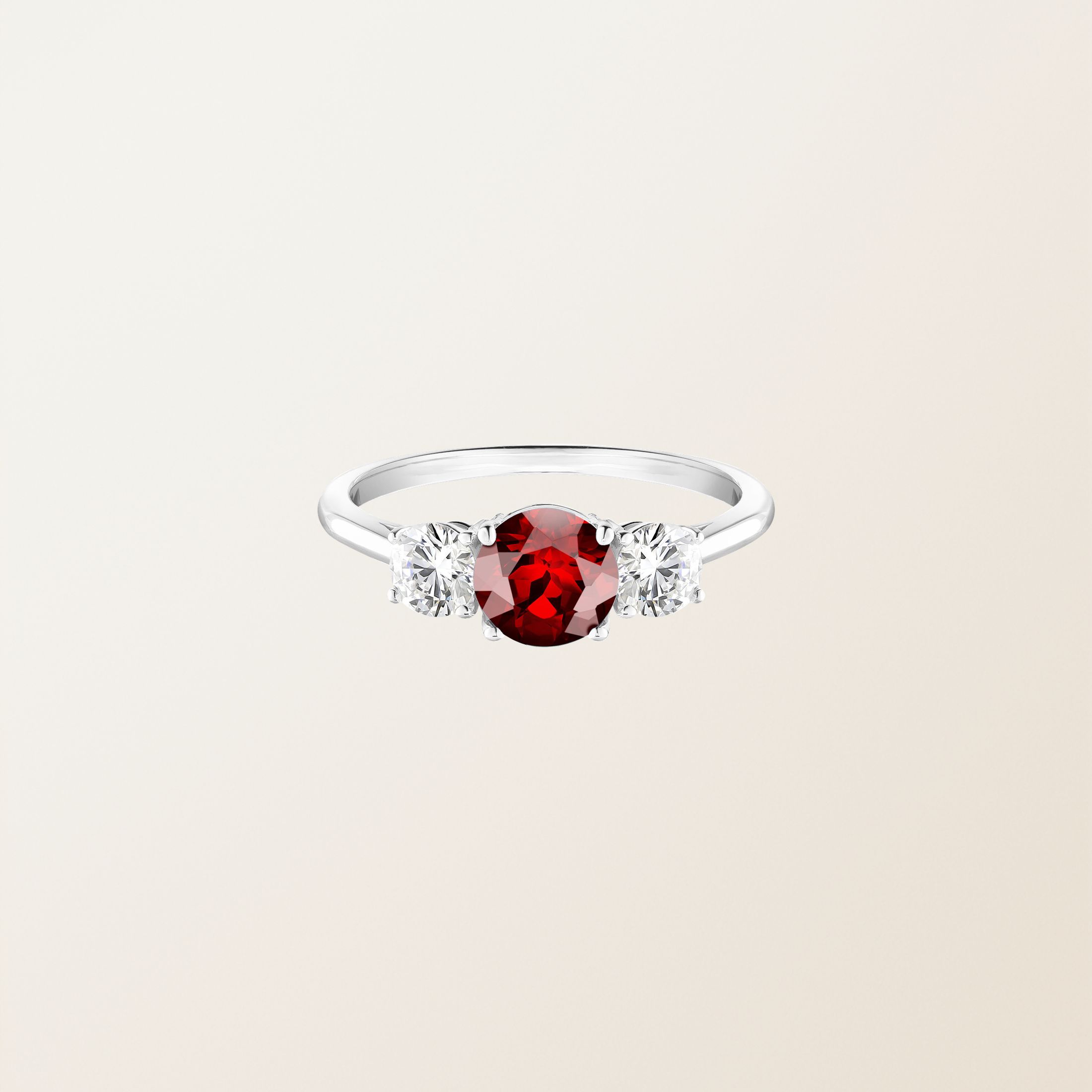 Bague Platine Grenat Little Lady Duo