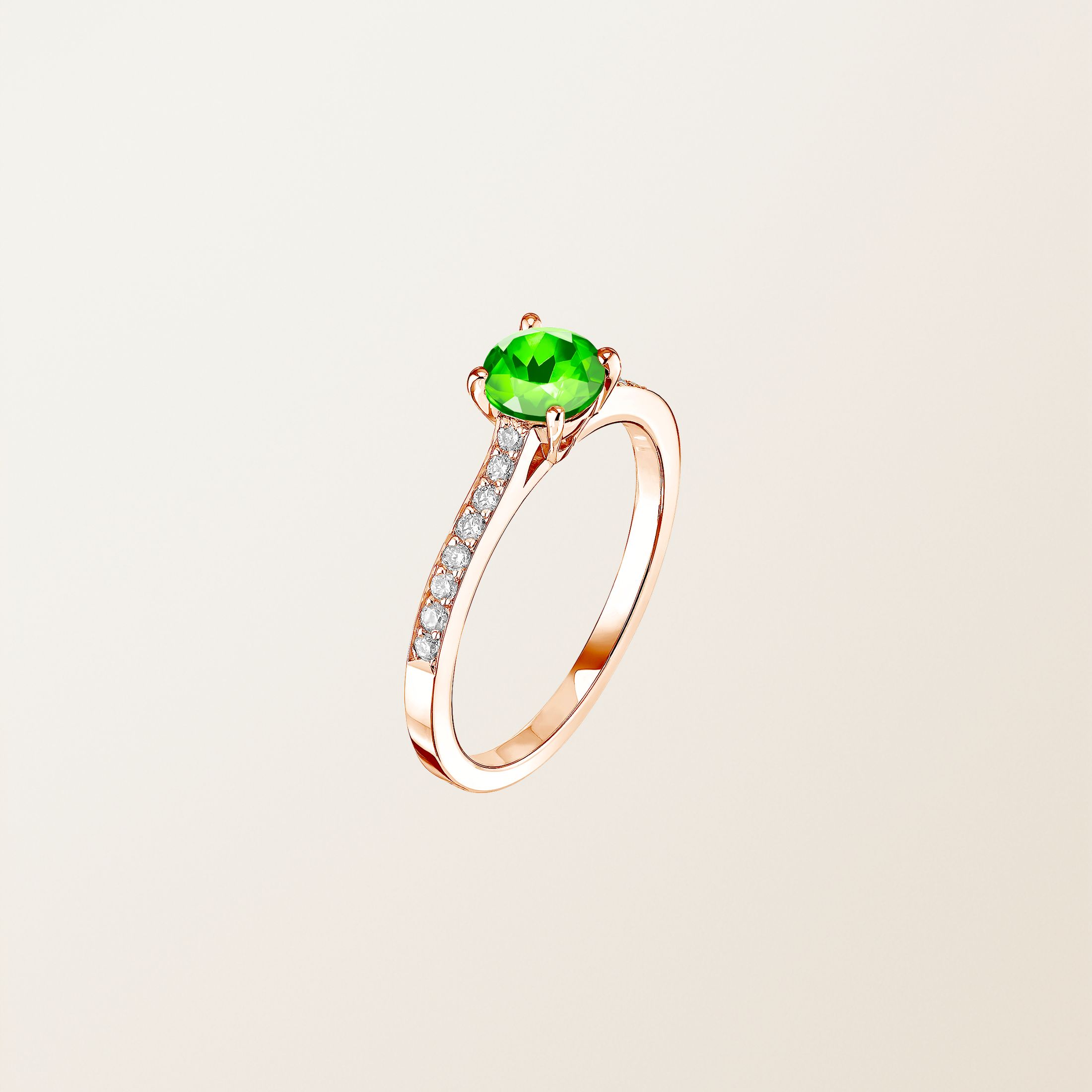 Bague Or Rose 18 cts Tsavorite Lady Pavée