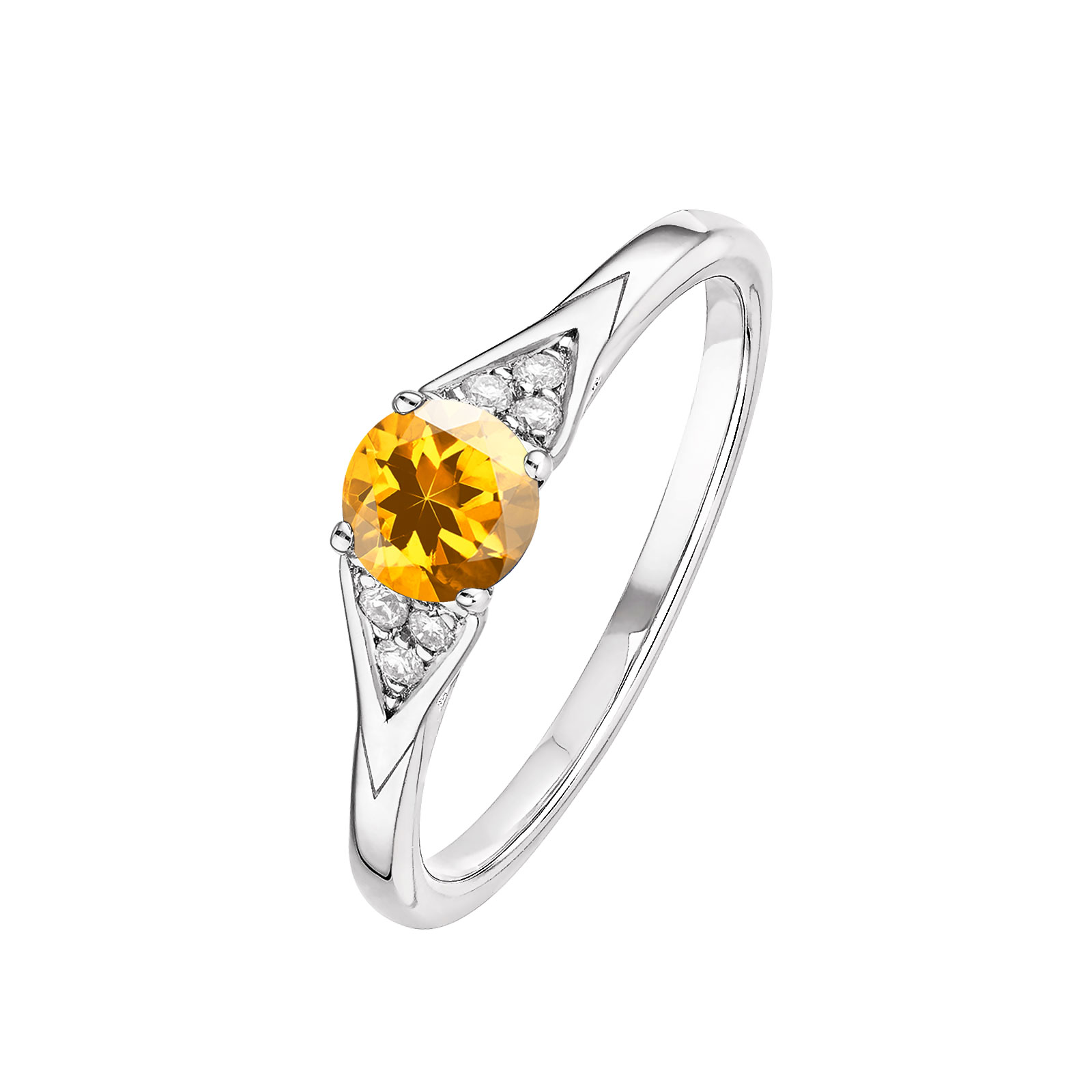 Bague Or blanc Citrine et diamants Lady Trio 1