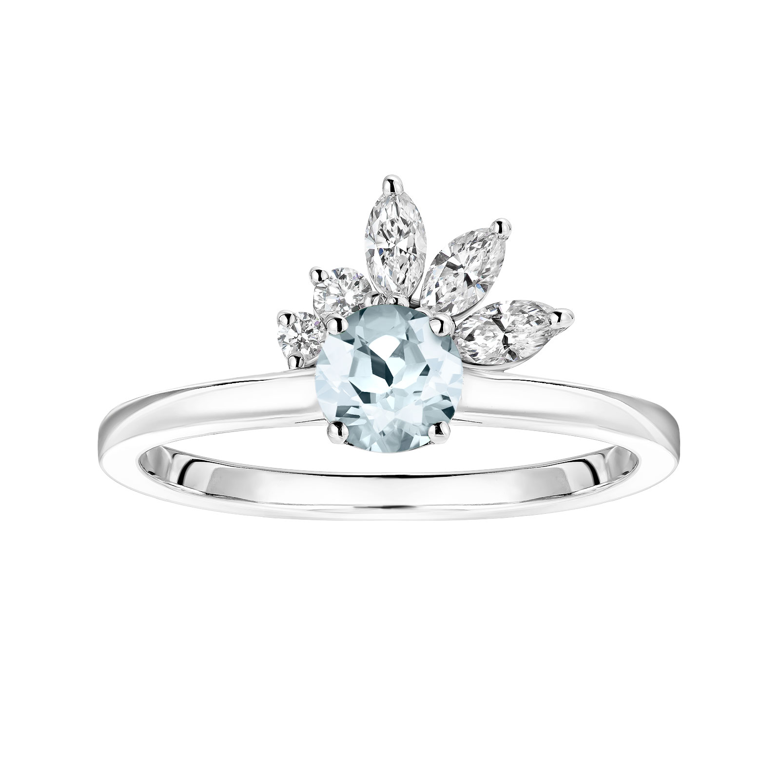 Bague Or blanc Aigue-marine et diamants Little EverBloom 1