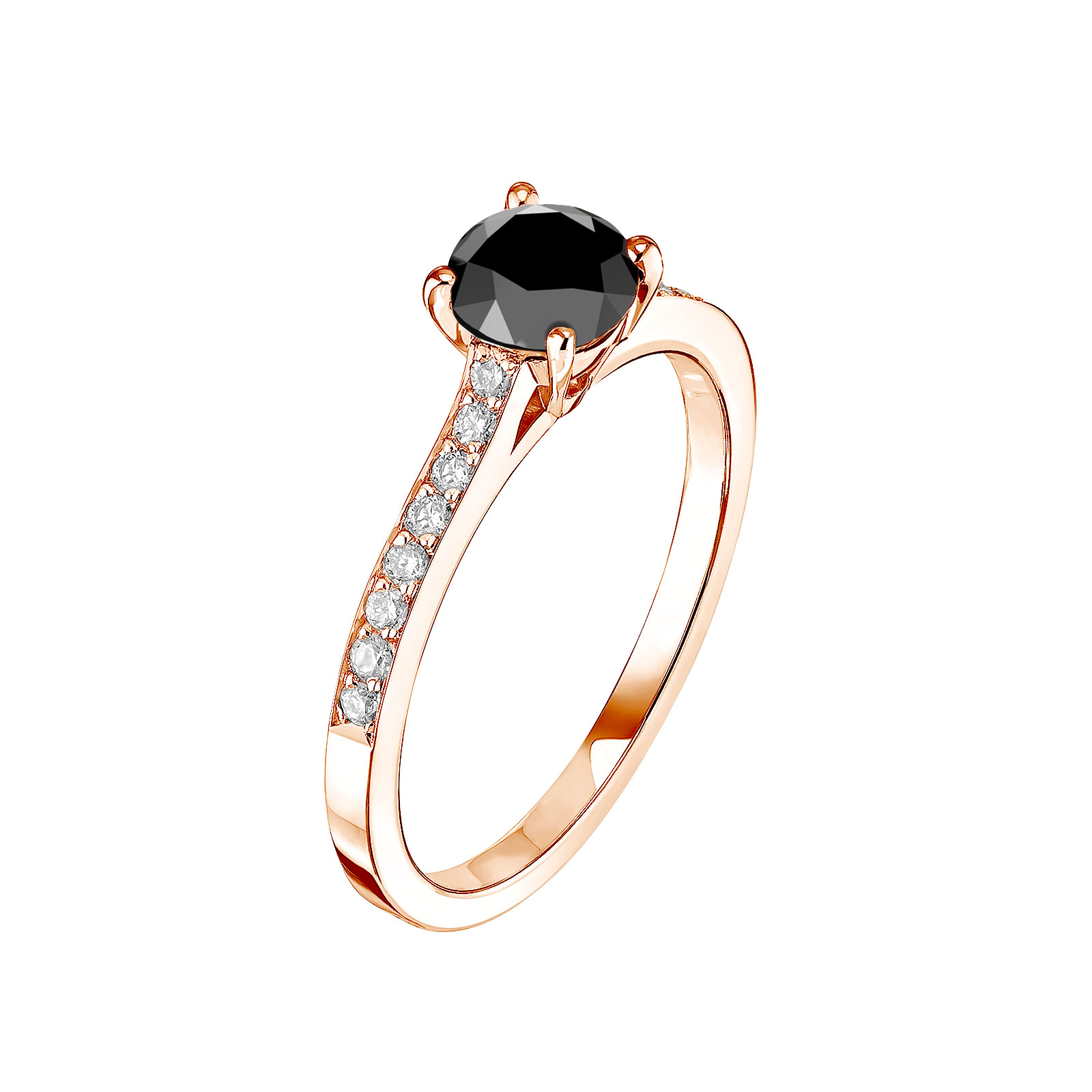 Bague Or rose Spinelle noir et diamants Lady Pavée 1