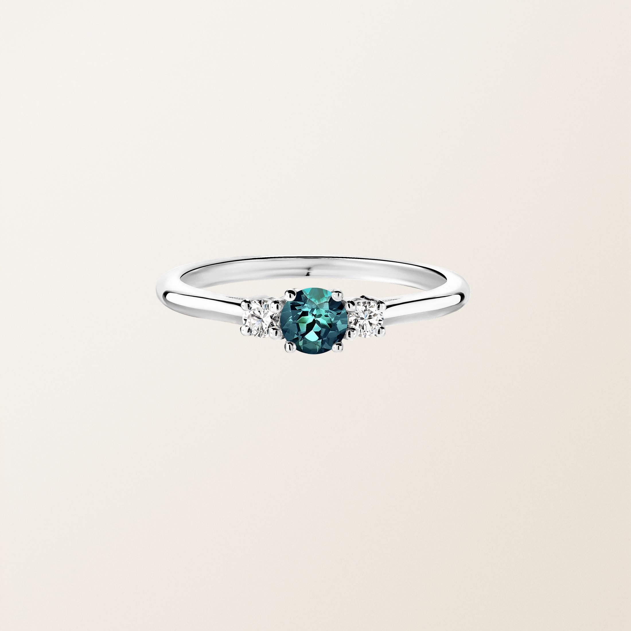 Ring 18K Weißgold Teal Saphir Baby Lady Duo