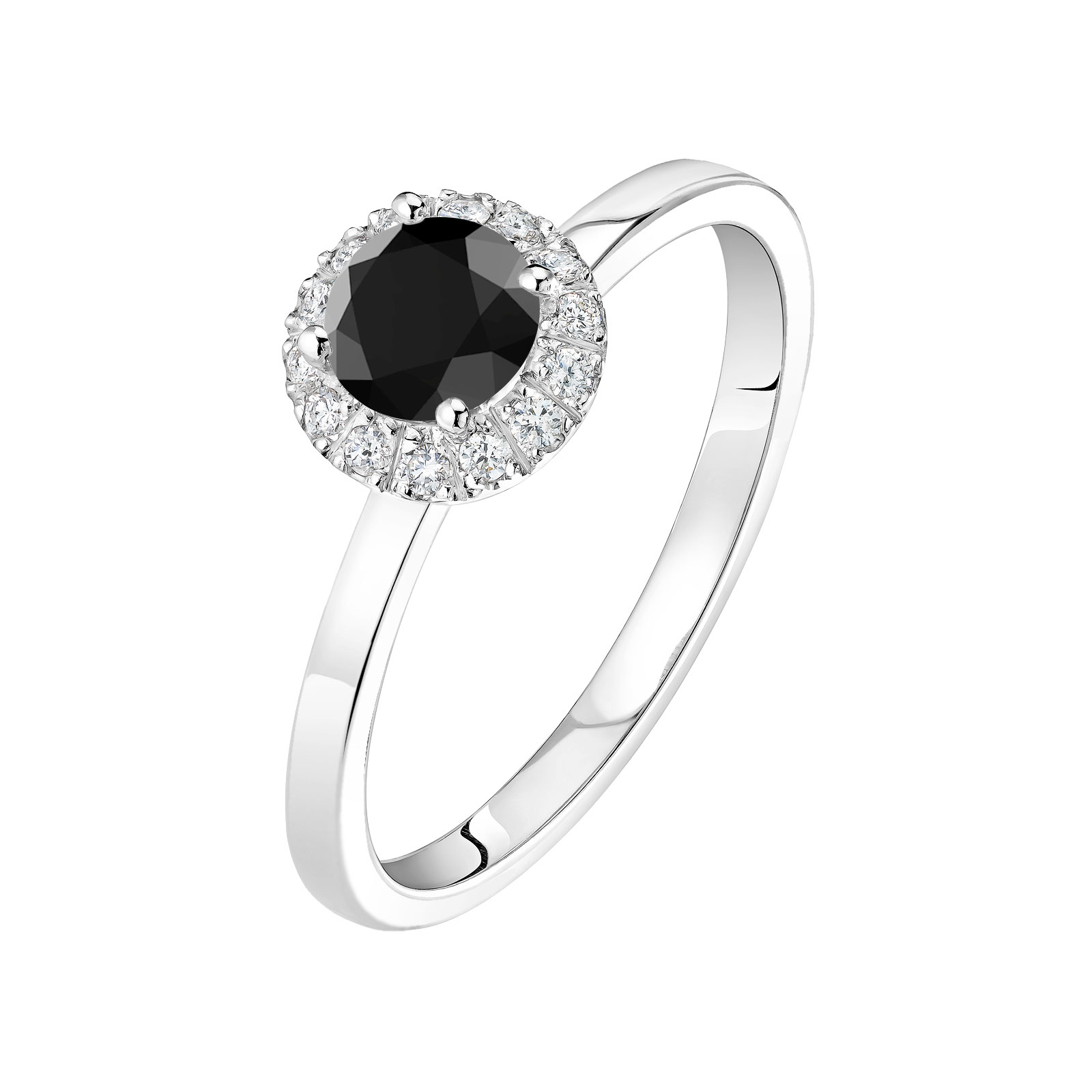 Bague Platine Spinelle noir et diamants Rétromantique M 1