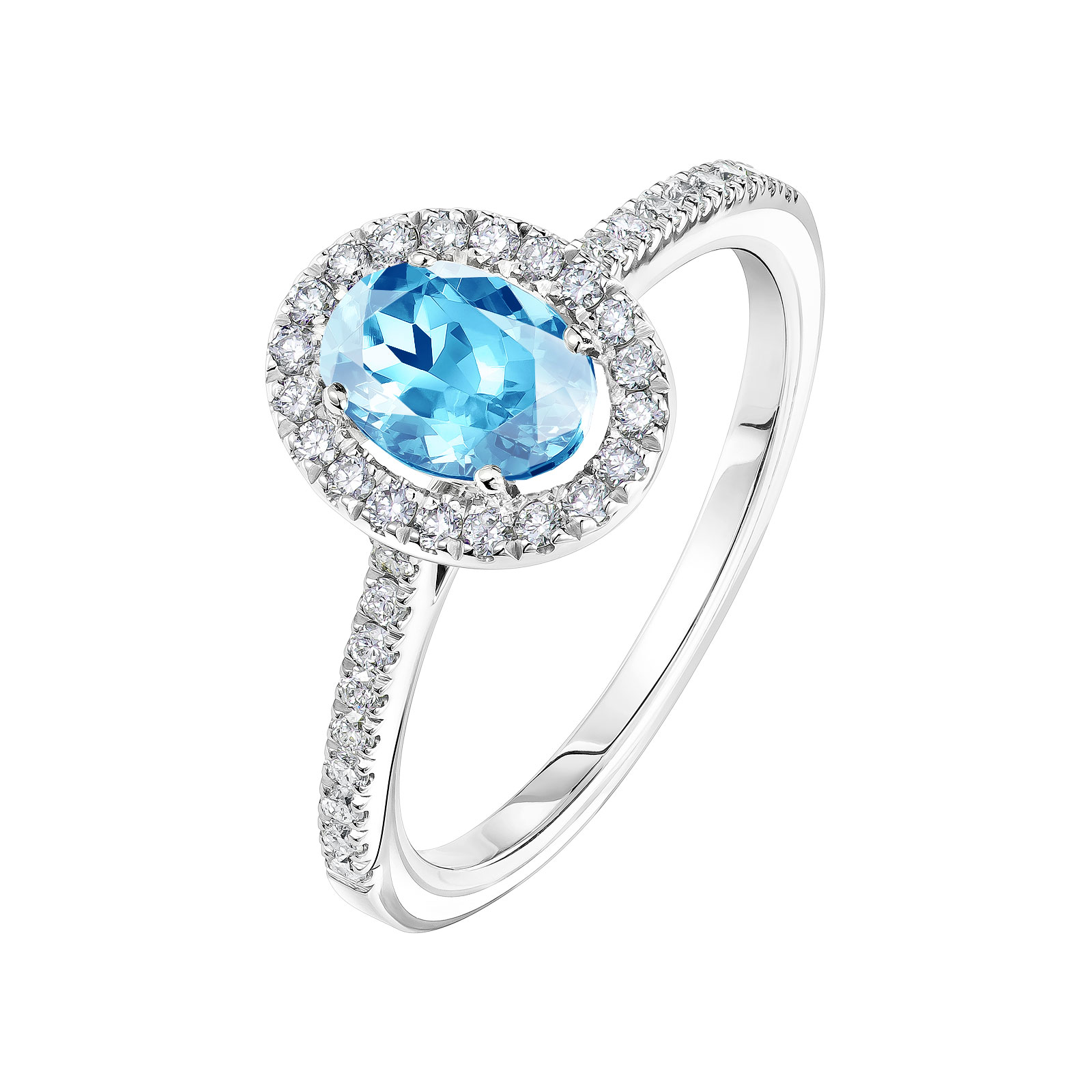 Bague Platine Topaze et diamants Rétromantique Ovale Pavée 1