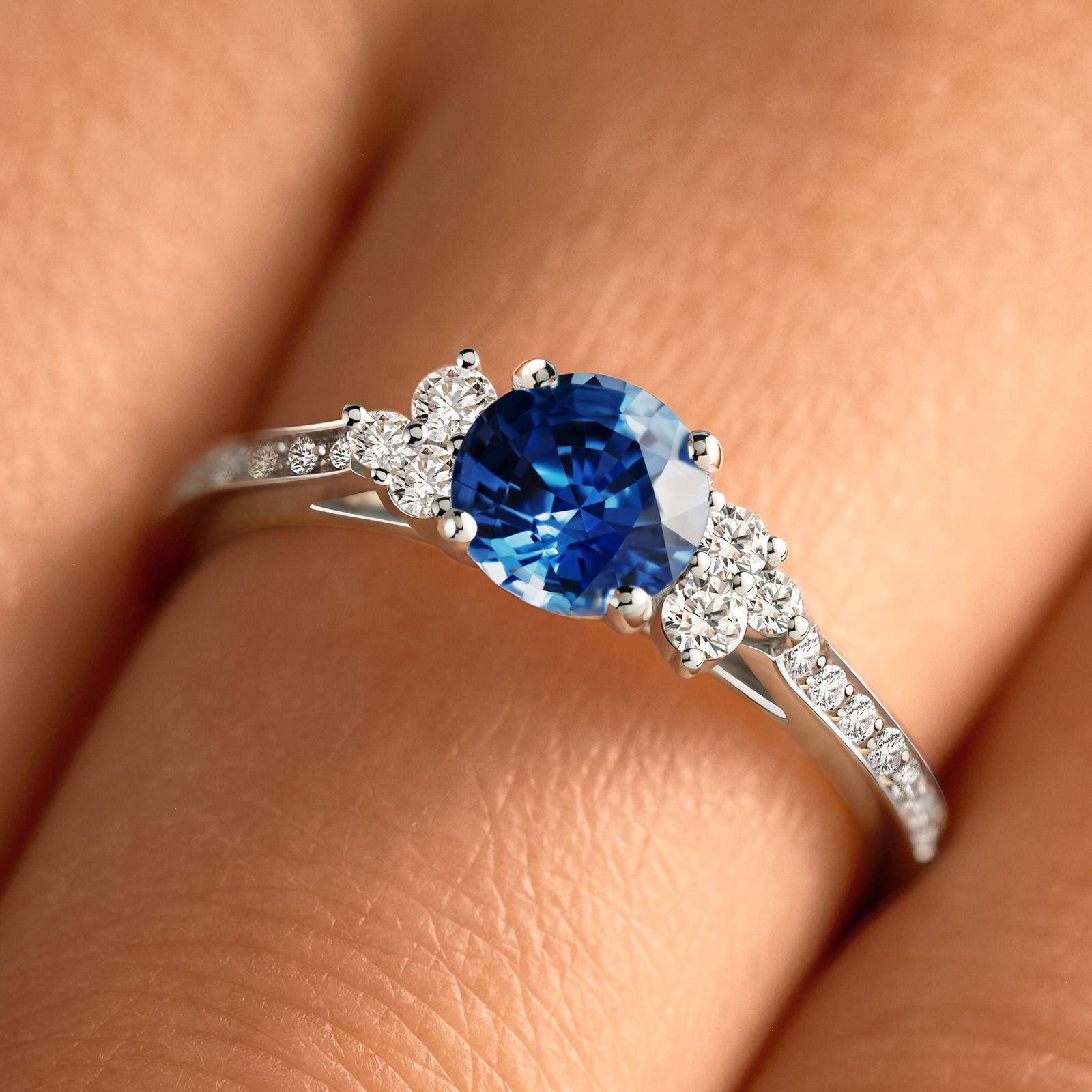 Ring White gold Tsavorite and diamonds Baby EverBloom 6 mm Pavée 3